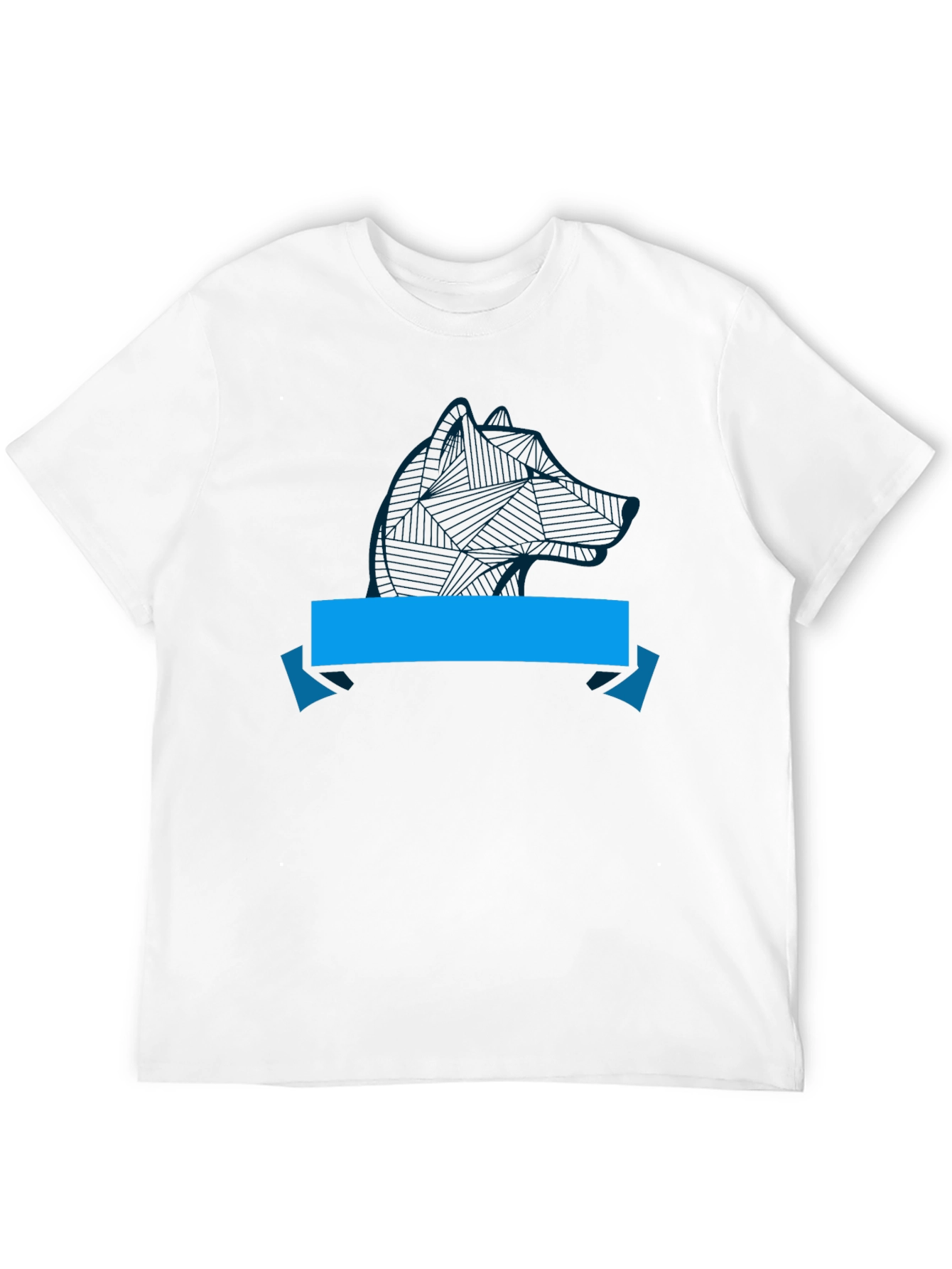 Camiseta Negra con Diseño de Lobo y Cinta Azul