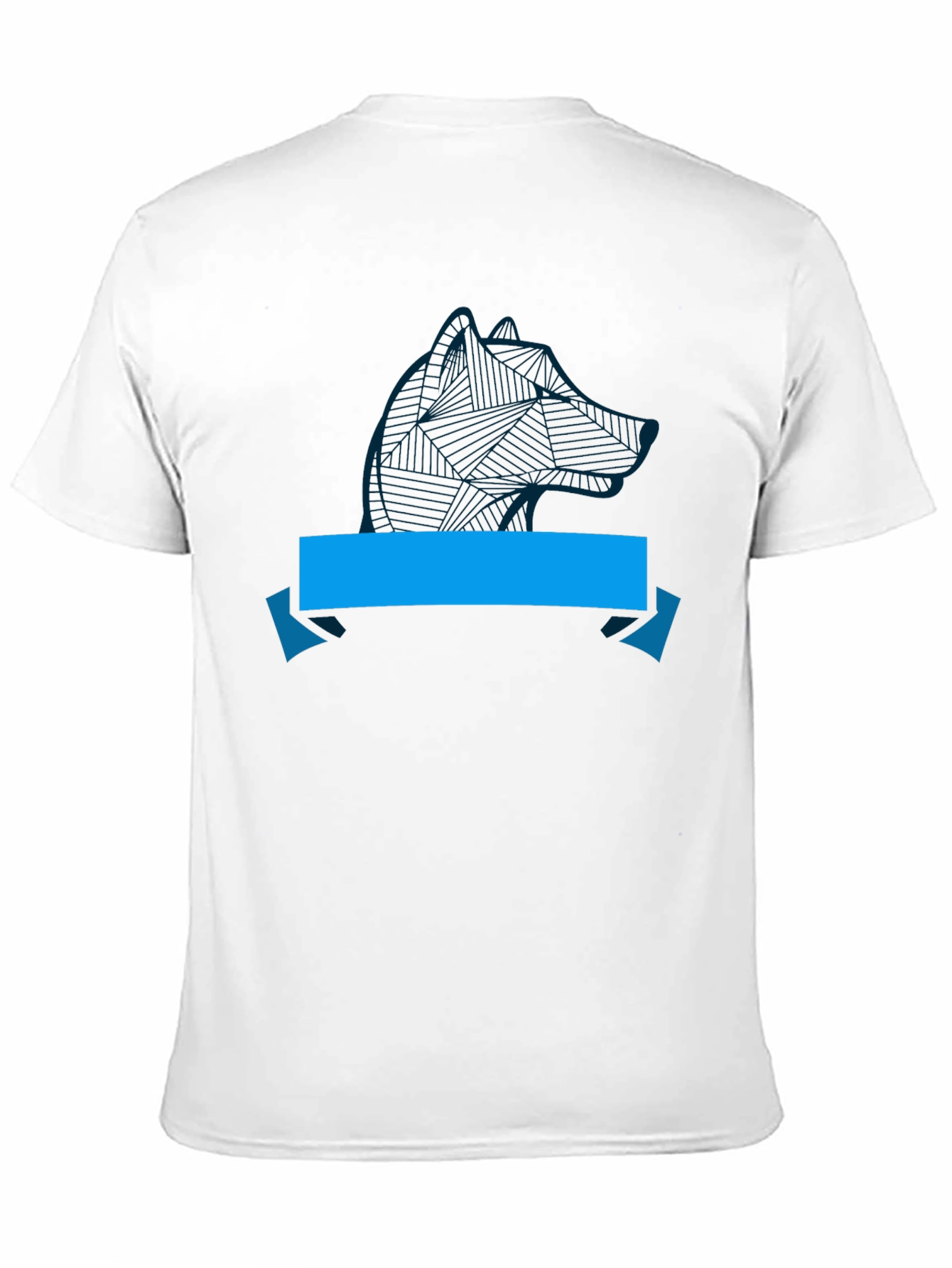 Camiseta Negra con Diseño de Lobo y Cinta Azul