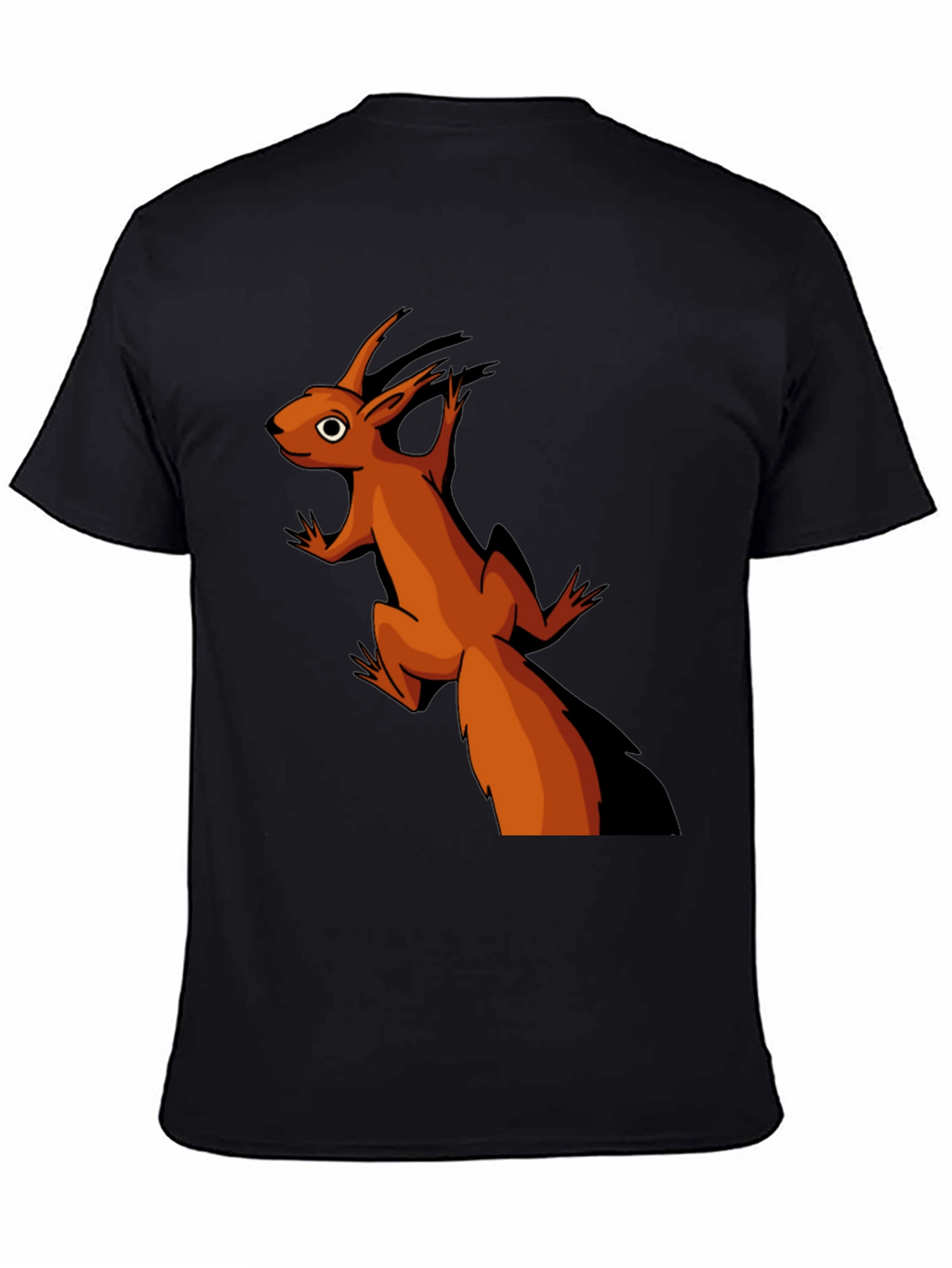 Camiseta Negra con Diseño de Ardilla Naranja
