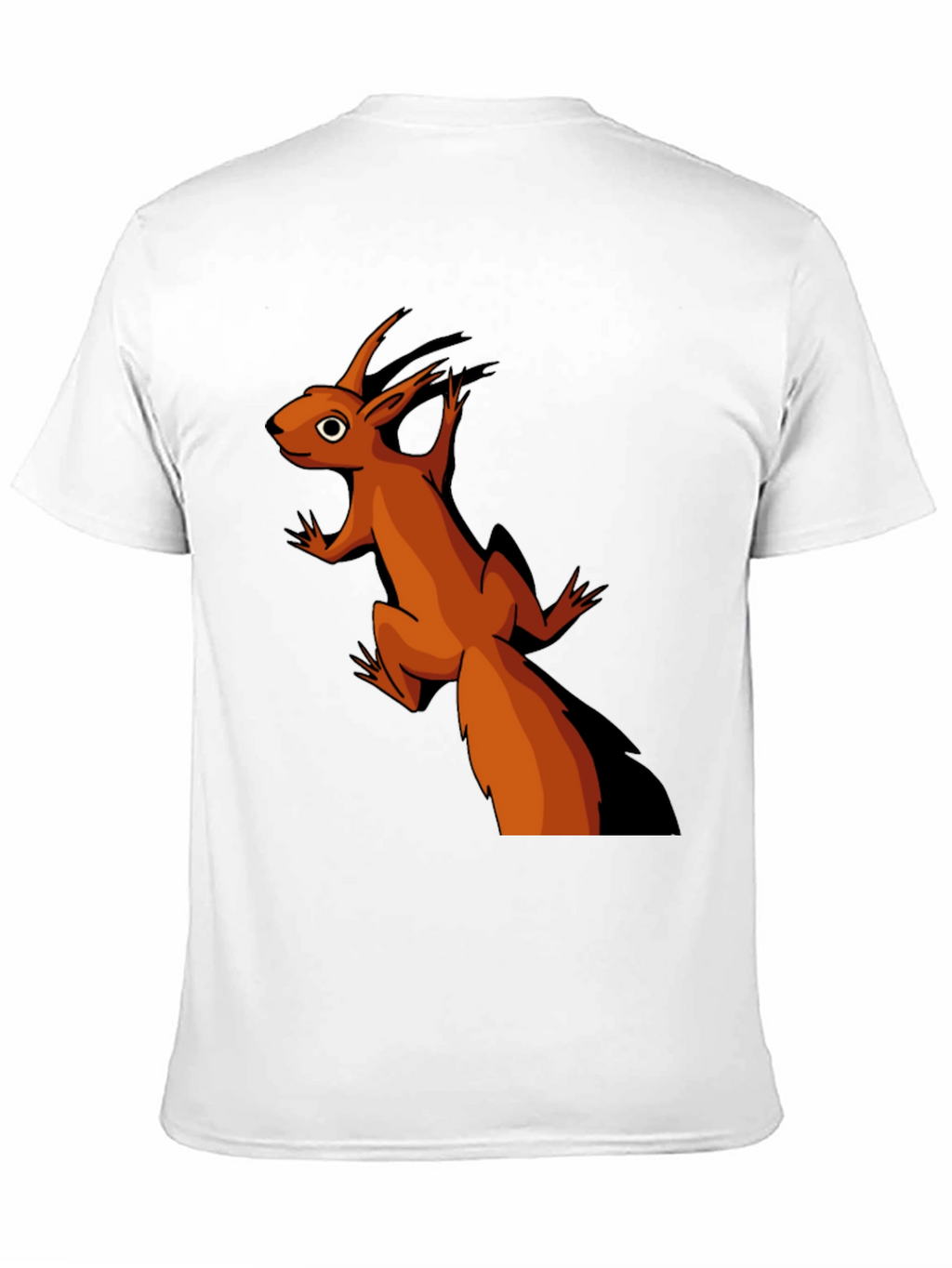 Camiseta Negra con Diseño de Ardilla Naranja