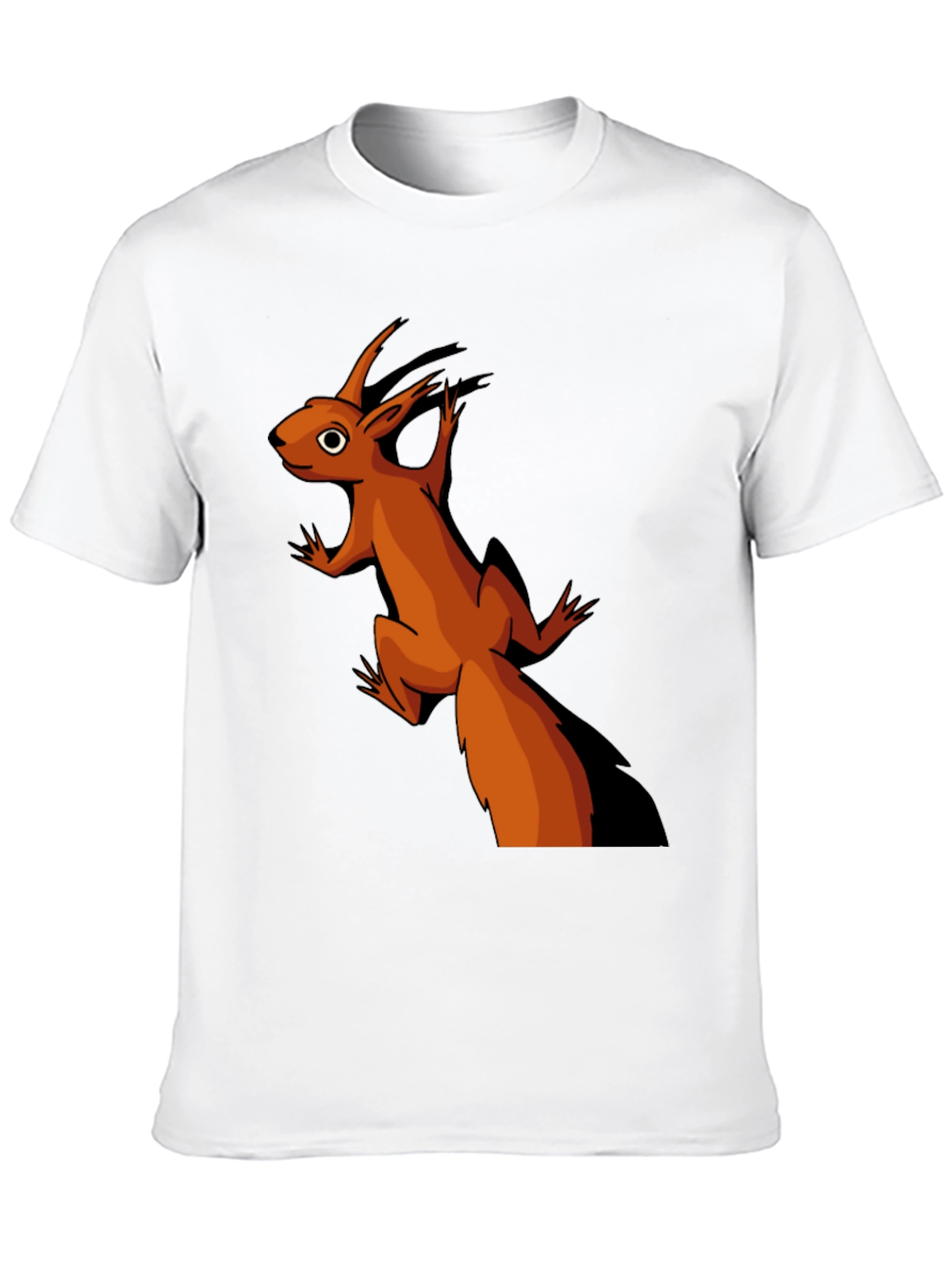 Camiseta Negra con Diseño de Ardilla Naranja