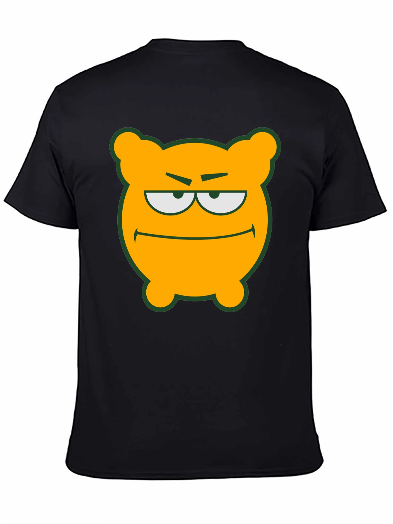 Camiseta Negra con Diseño de Oso Naranja