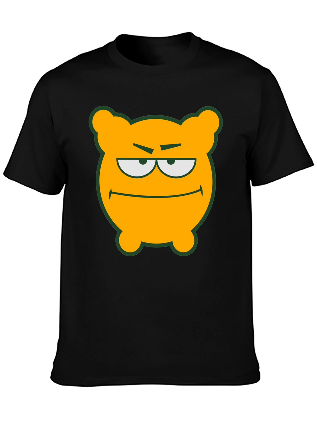 Camiseta Negra con Diseño de Oso Naranja