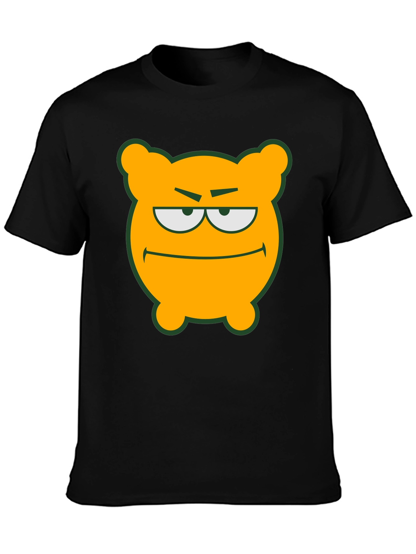 Camiseta Negra con Diseño de Oso Naranja
