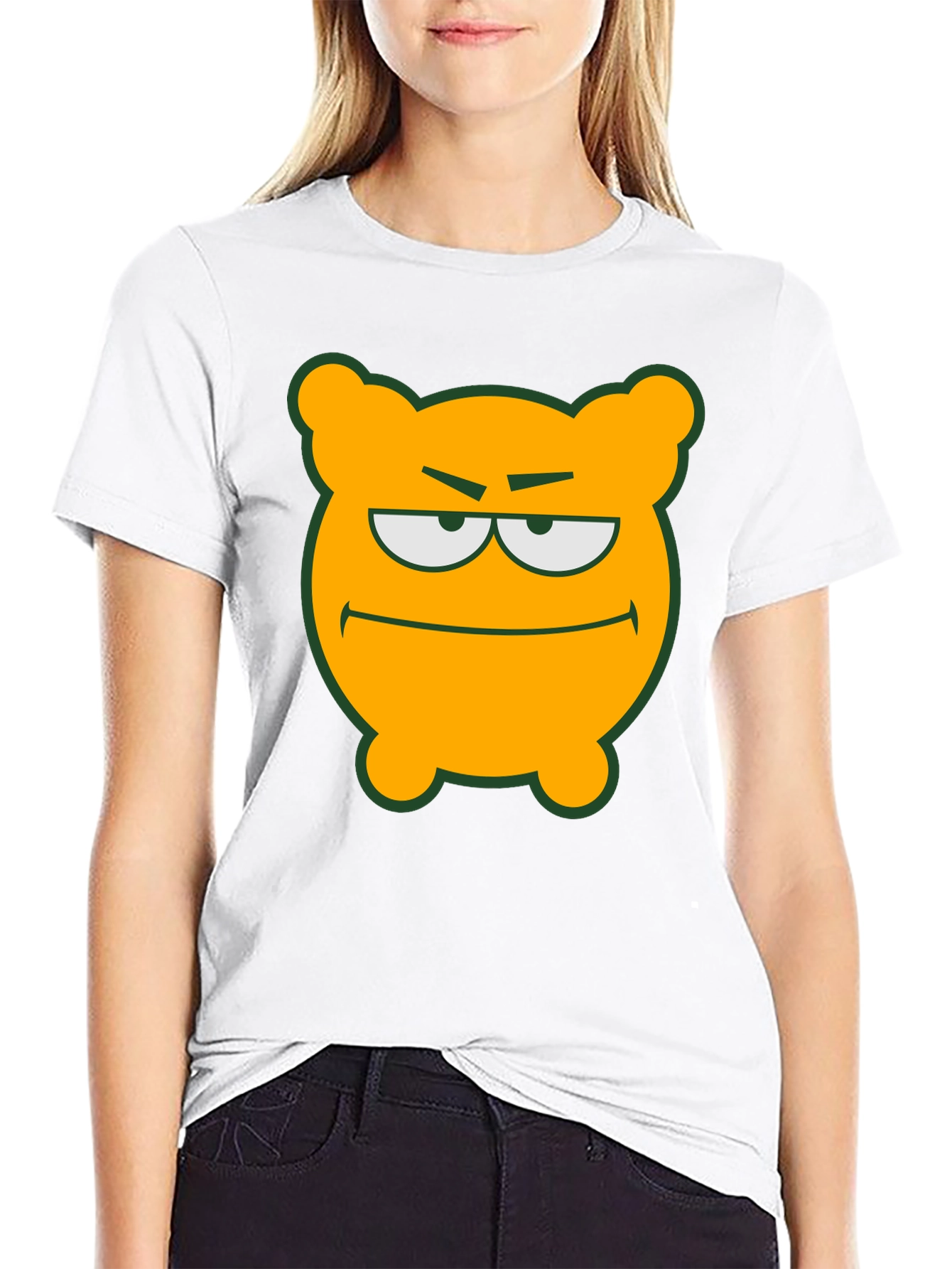 Camiseta Negra con Diseño de Oso Naranja