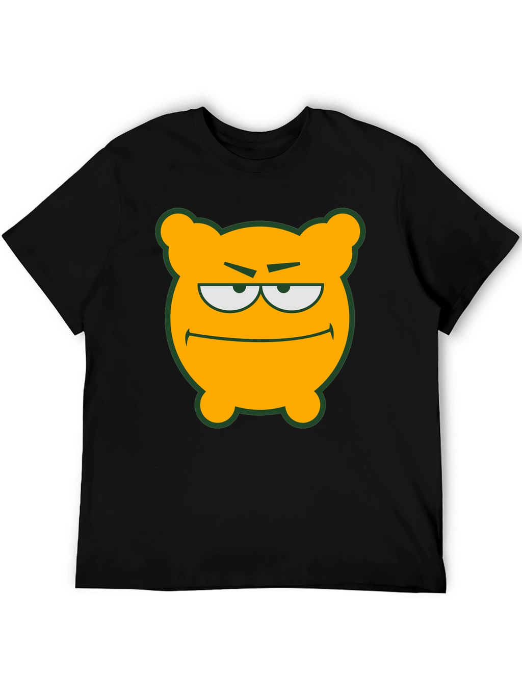 Camiseta Negra con Diseño de Oso Naranja