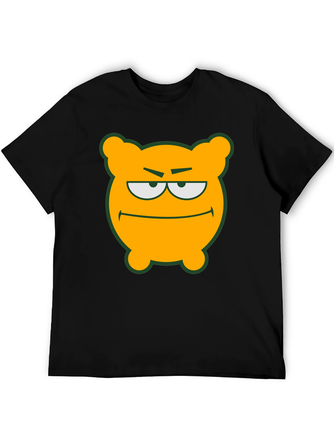 Camiseta Negra con Diseño de Oso Naranja