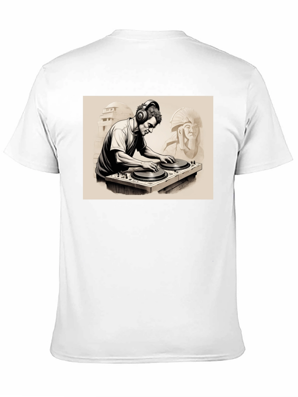 Camiseta Negra con Diseño de DJ Egipcio