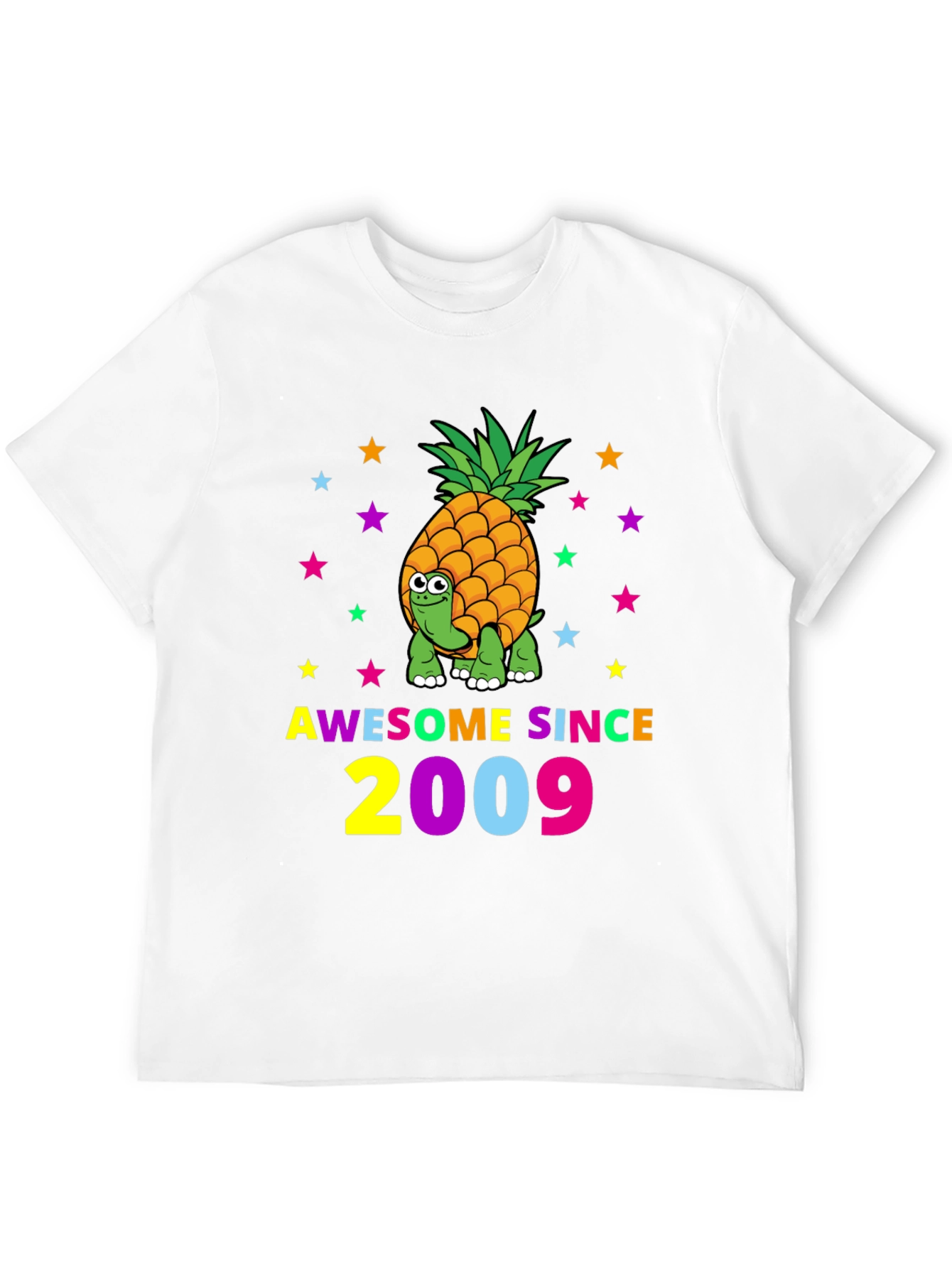 Camiseta Negra Awesome Since 2009 Piña Tortuga