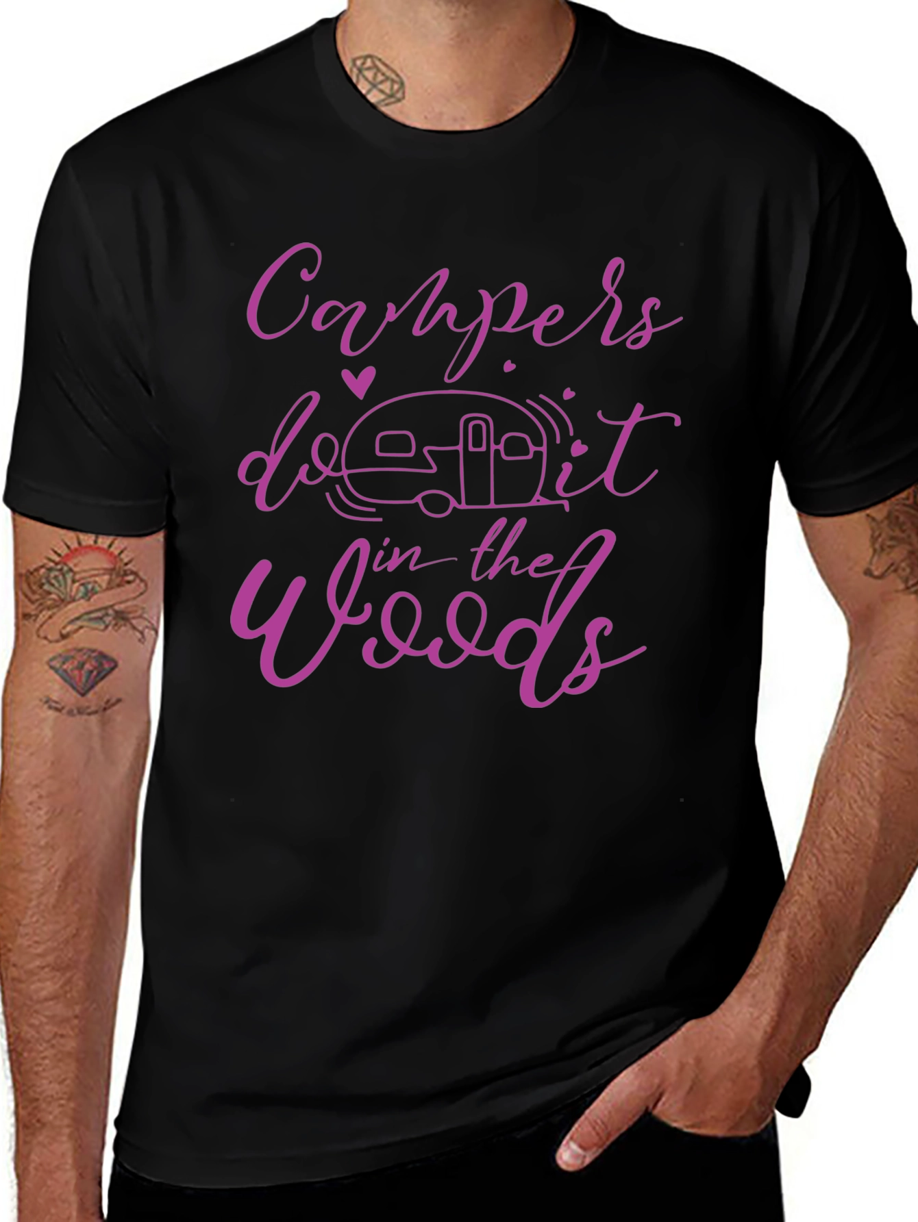 Camiseta Negra Campers Do It In The Woods