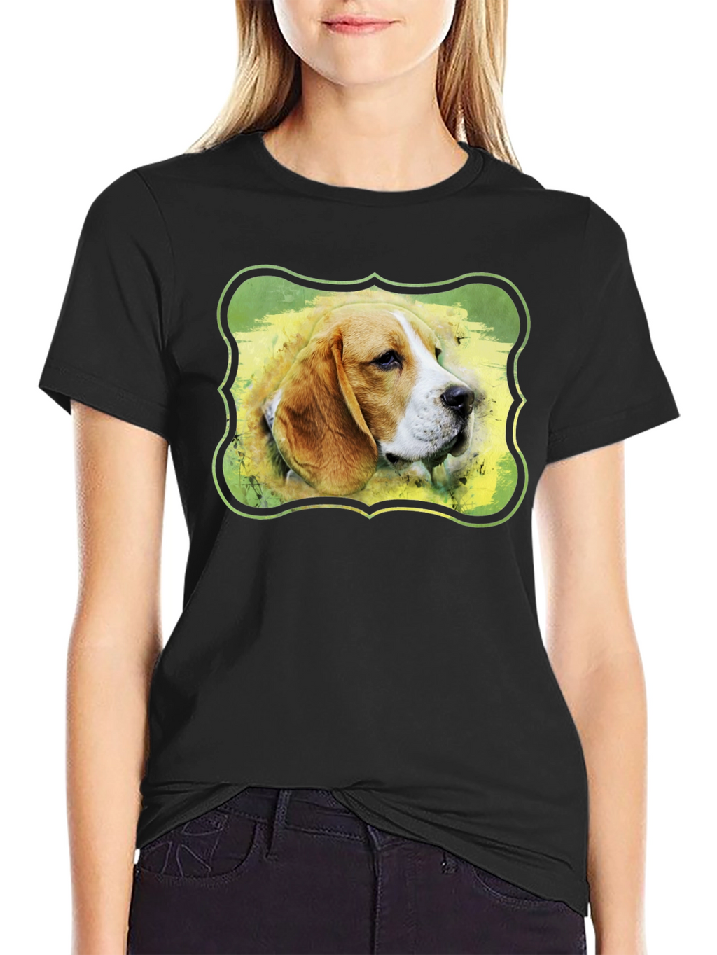 Camiseta Negra con Diseño de Beagle