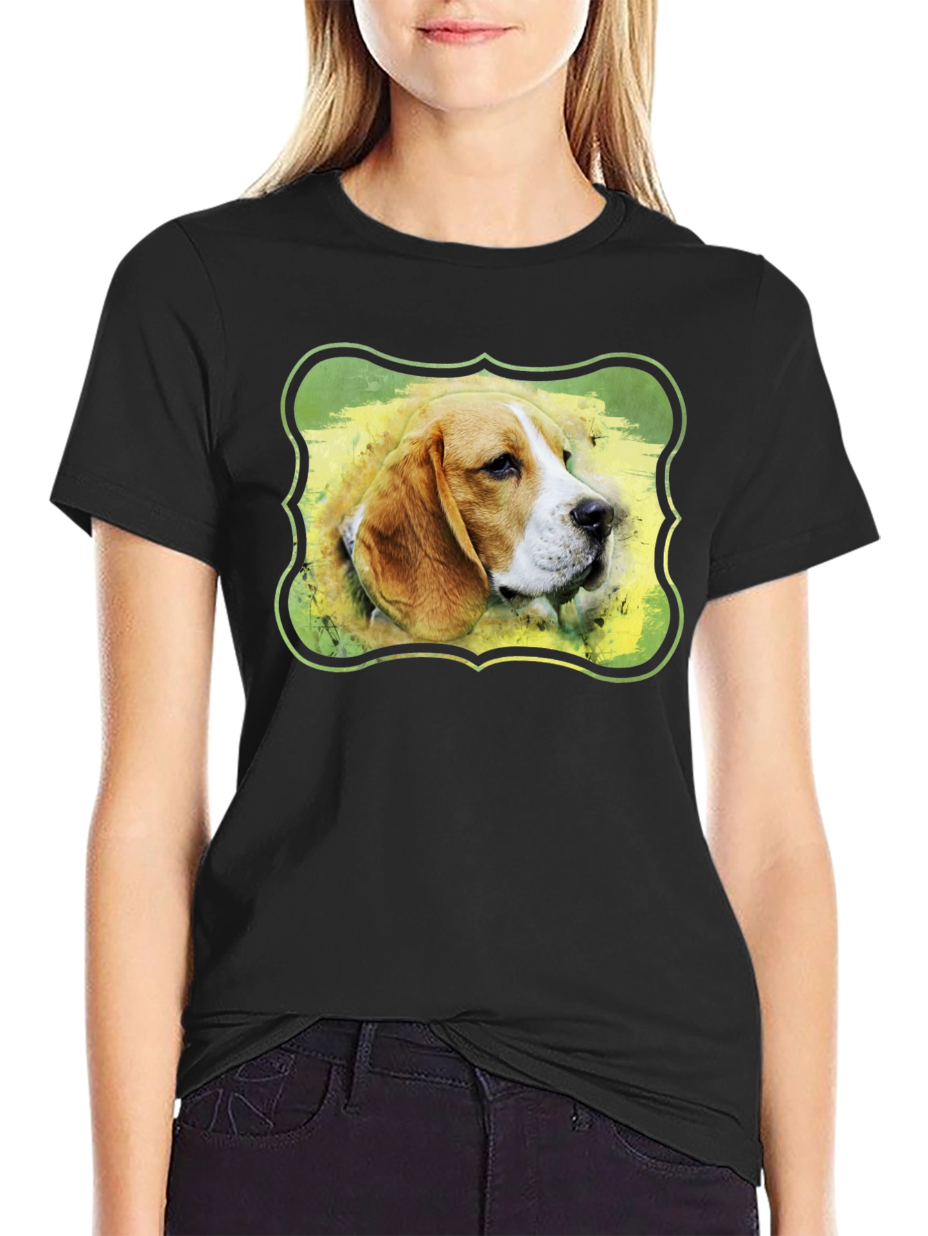 Camiseta Negra con Diseño de Beagle