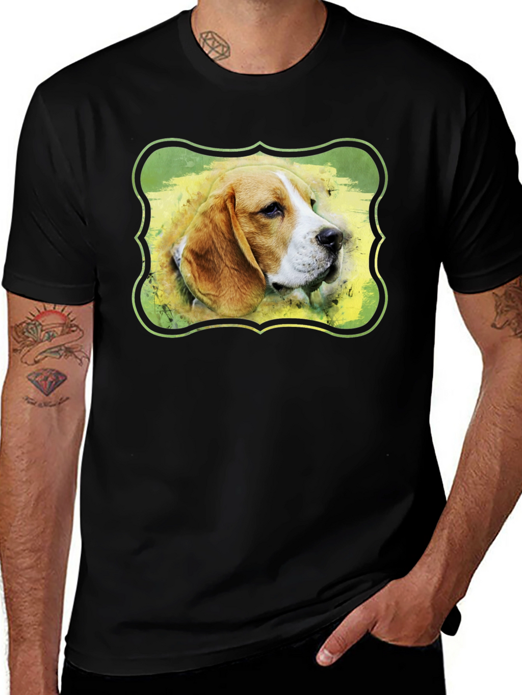 Camiseta Negra con Diseño de Beagle