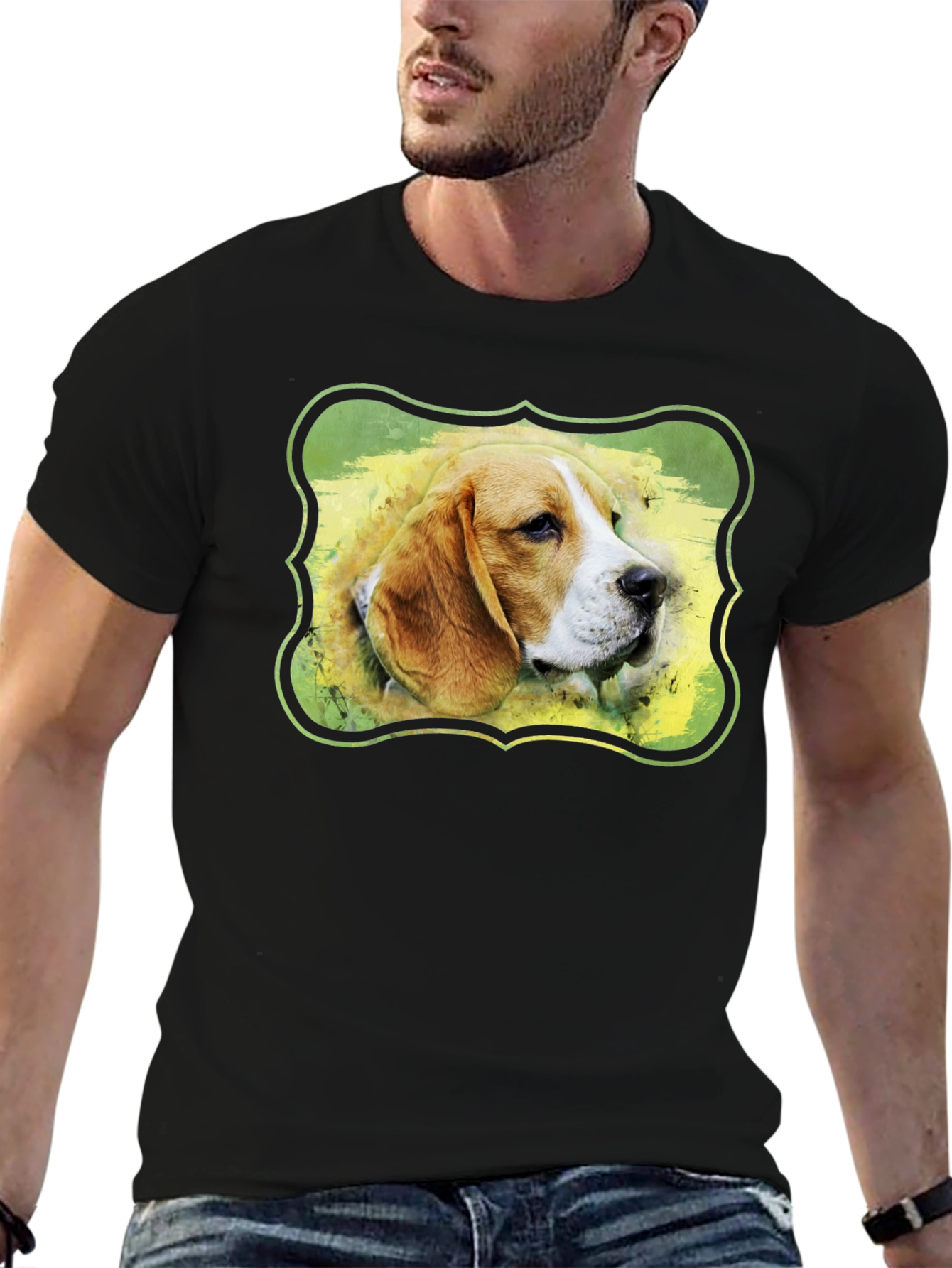 Camiseta Negra con Diseño de Beagle