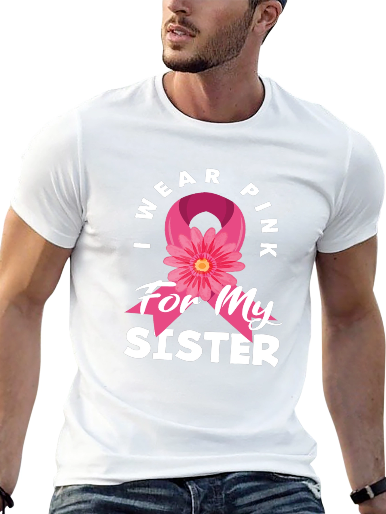 Camiseta Con Cinta Rosa: Apoyo a Mi Hermana