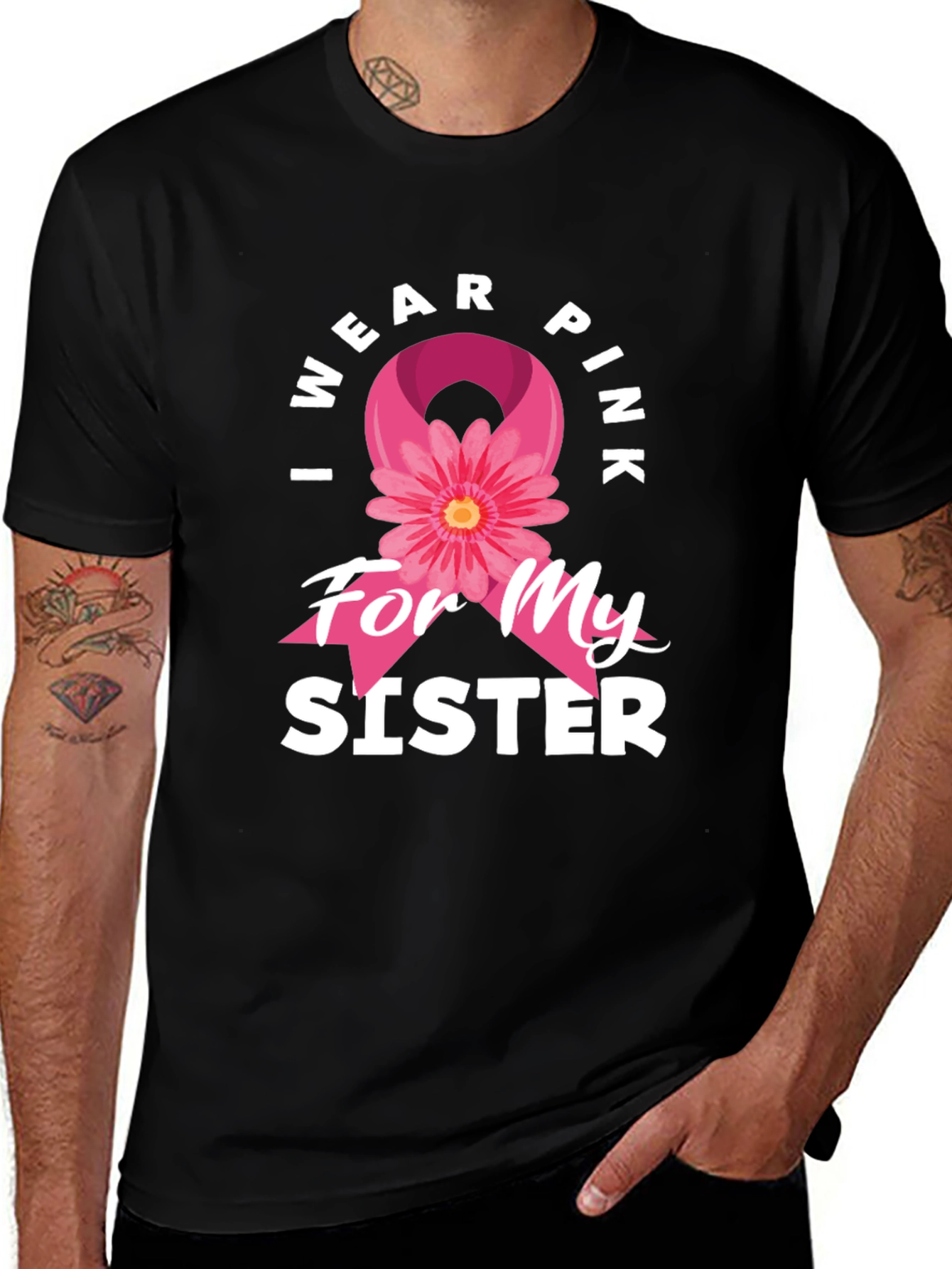 Camiseta Con Cinta Rosa: Apoyo a Mi Hermana