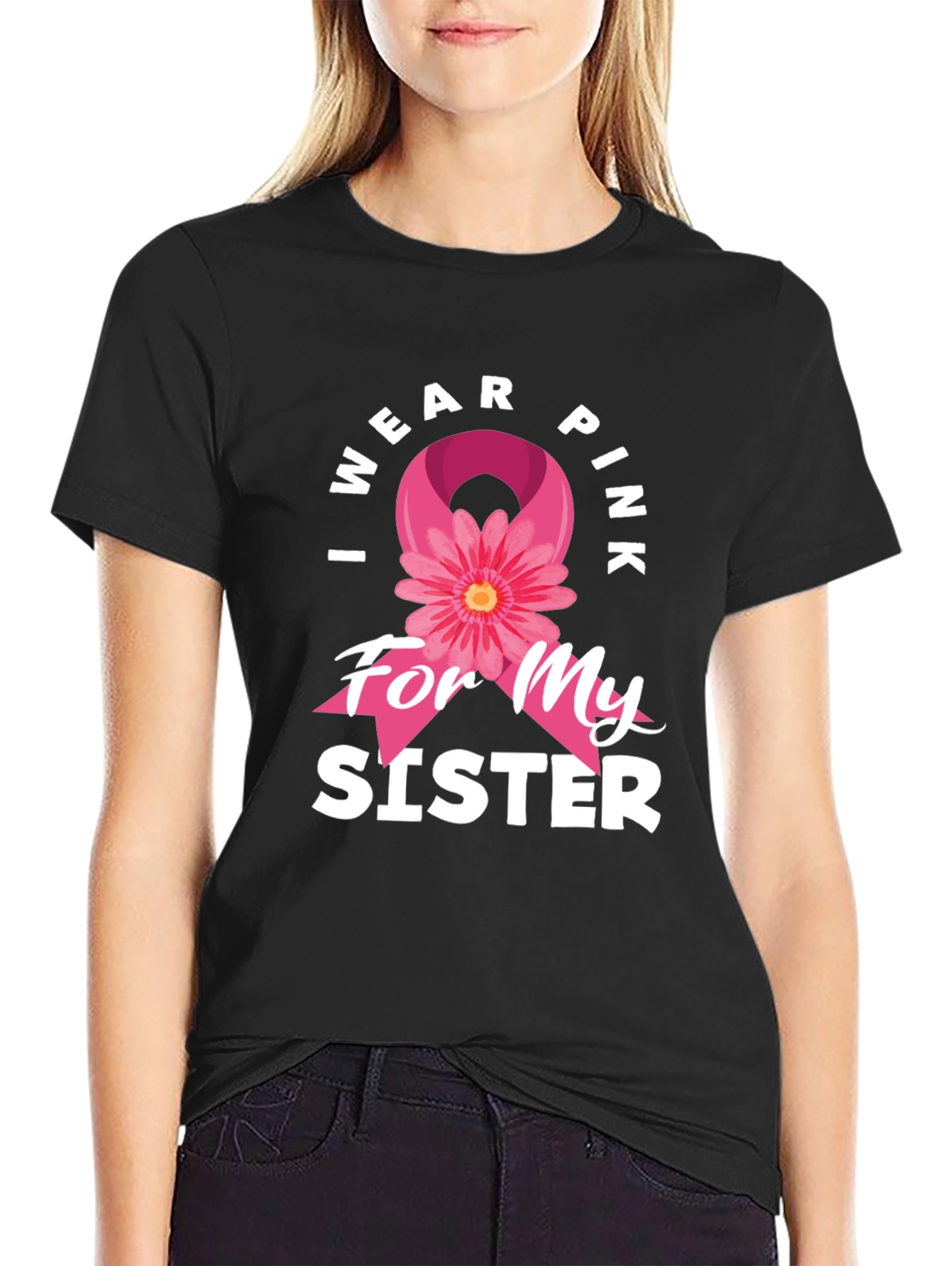 Camiseta Con Cinta Rosa: Apoyo a Mi Hermana