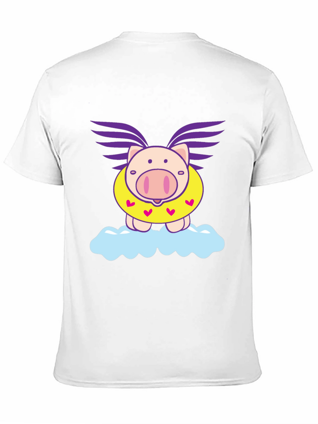 Camiseta Negra Cerdo Volador en Nube