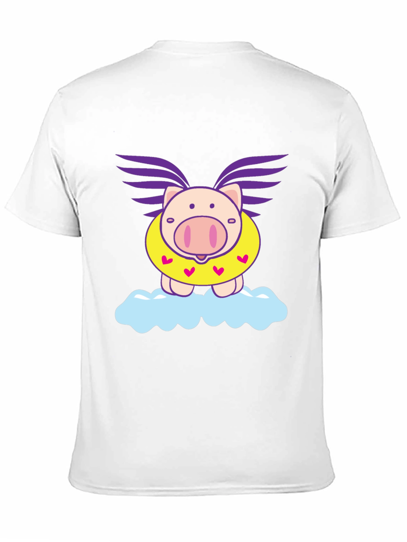 Camiseta Negra Cerdo Volador en Nube