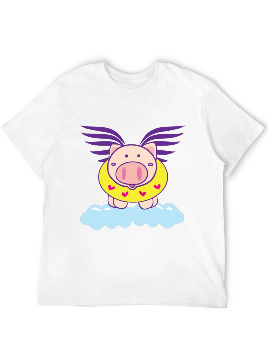 Camiseta Negra Cerdo Volador en Nube