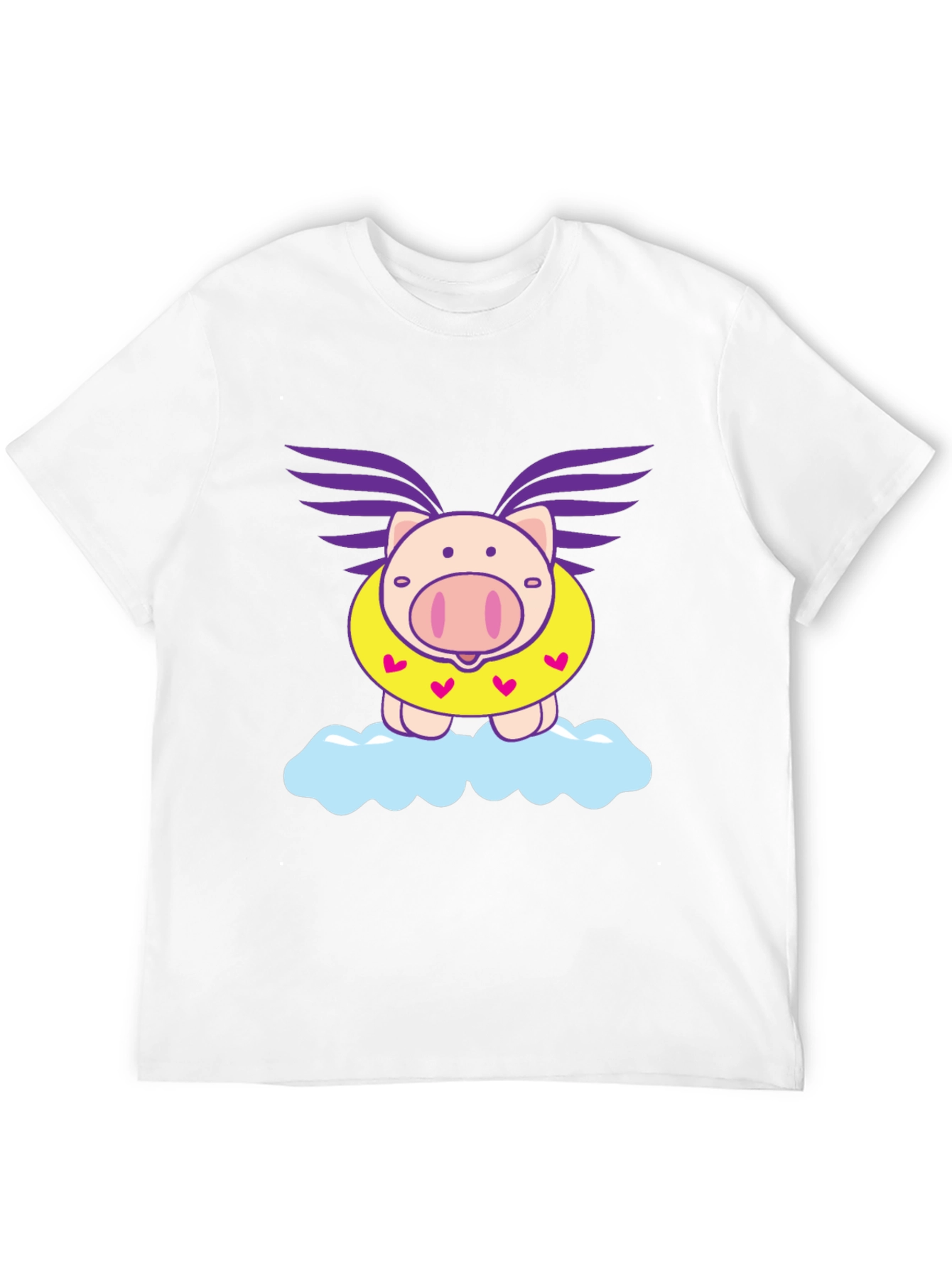 Camiseta Negra Cerdo Volador en Nube