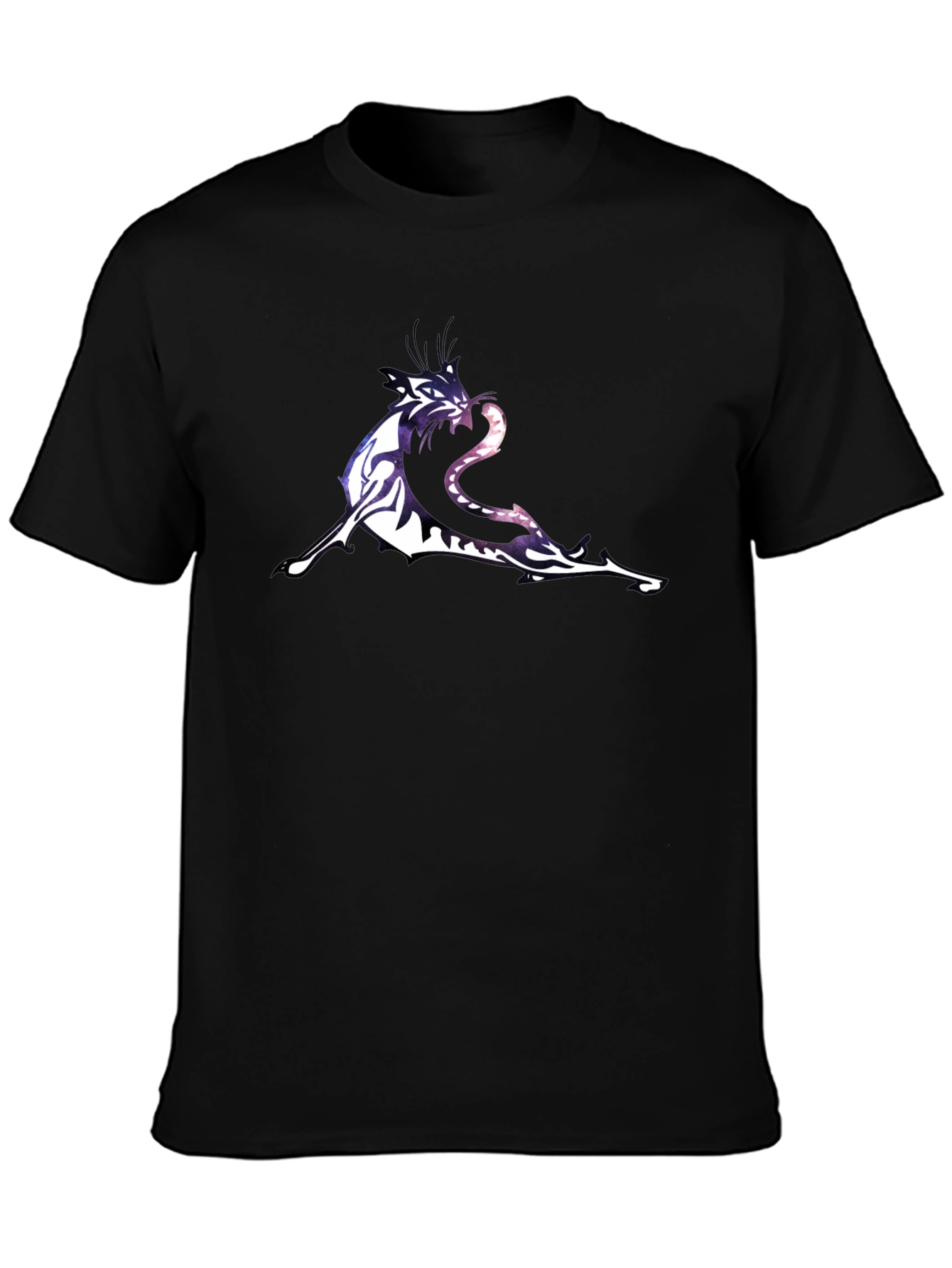 Camiseta Negra con Diseño Abstracto de Tigre y Serpiente
