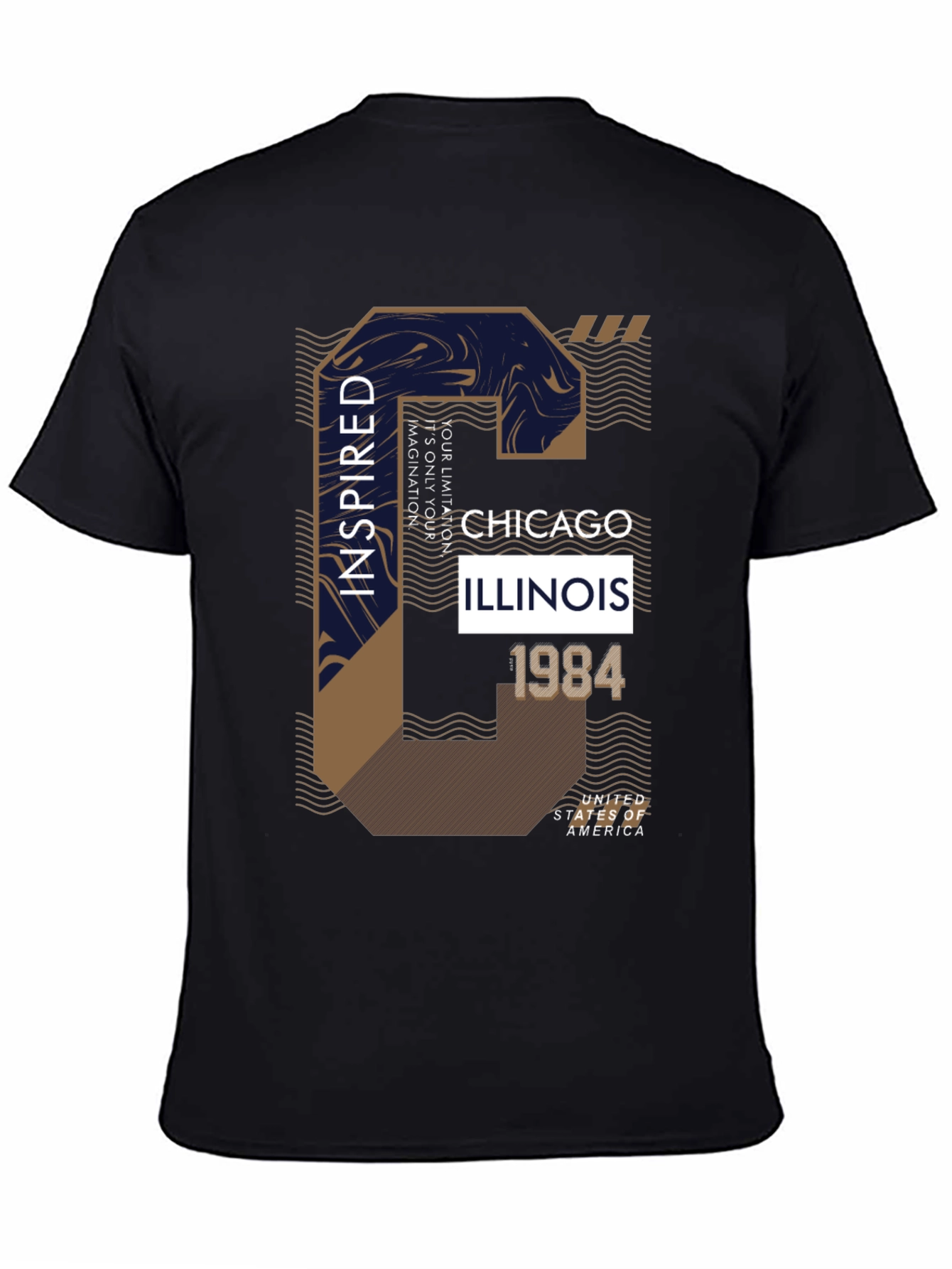 Camiseta Negra con Diseño Chicago Inspired 1984
