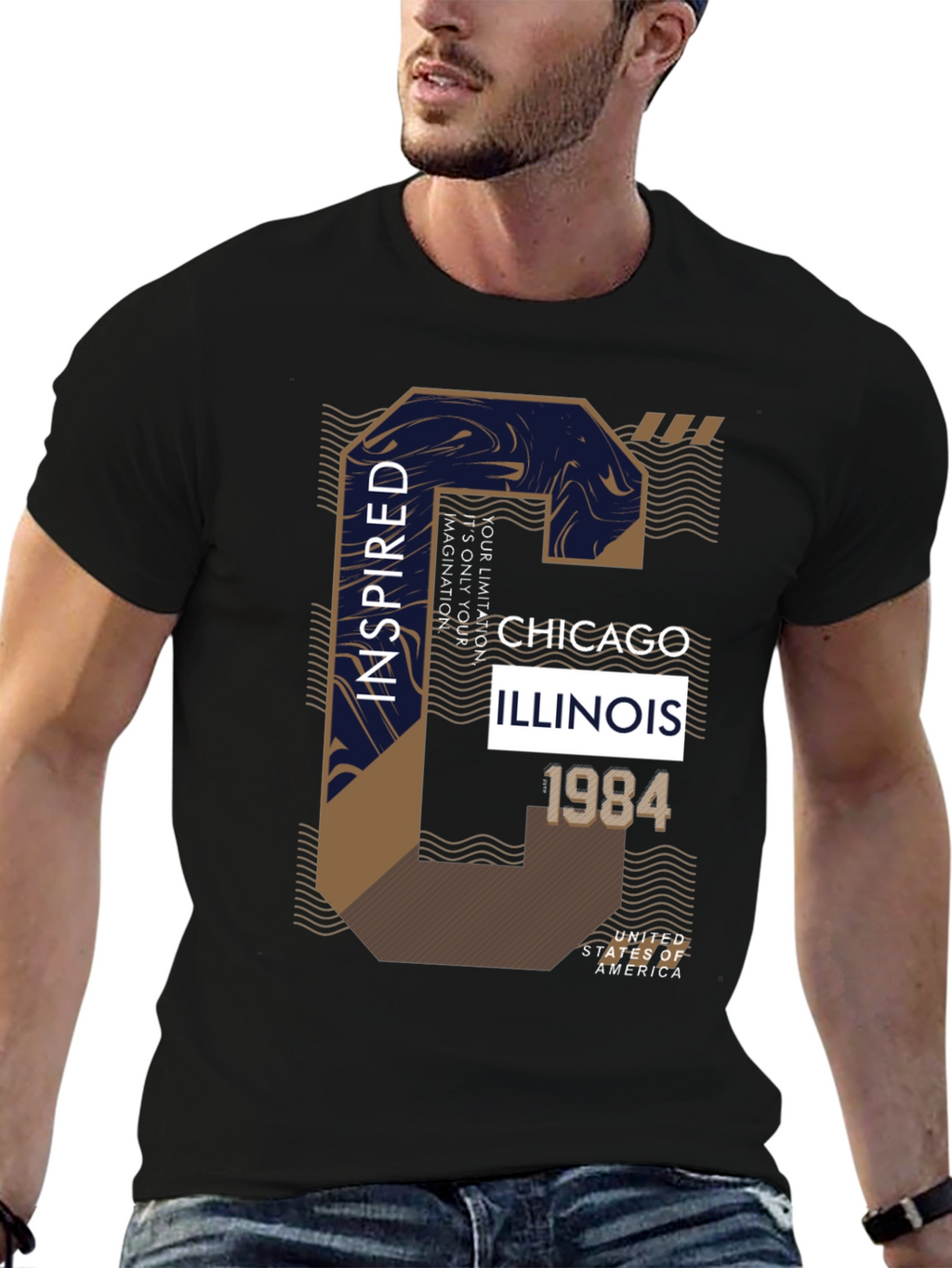 Camiseta Negra con Diseño Chicago Inspired 1984