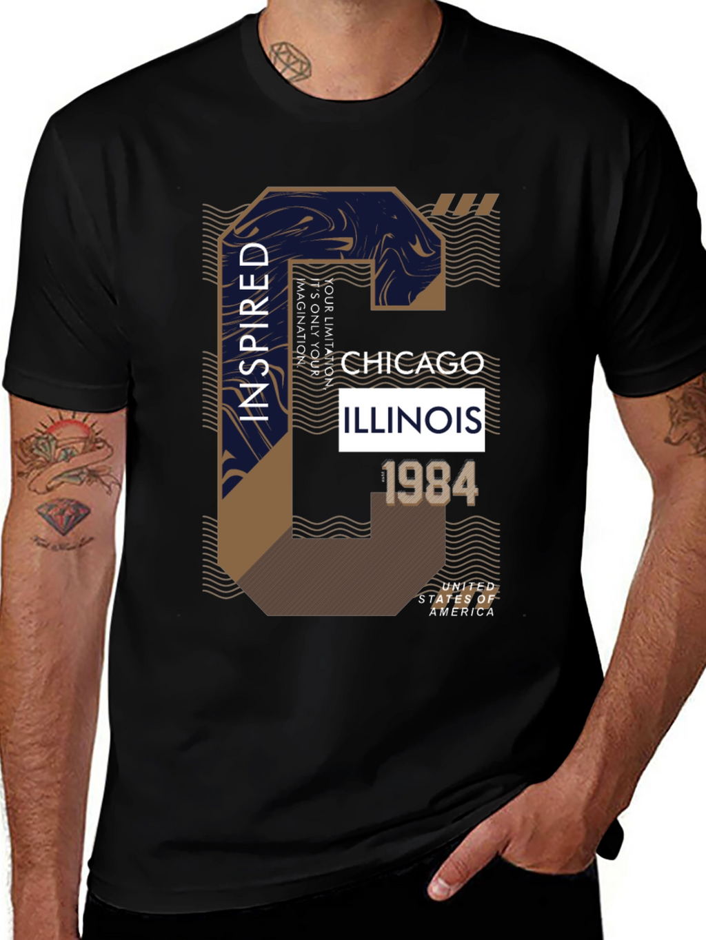 Camiseta Negra con Diseño Chicago Inspired 1984