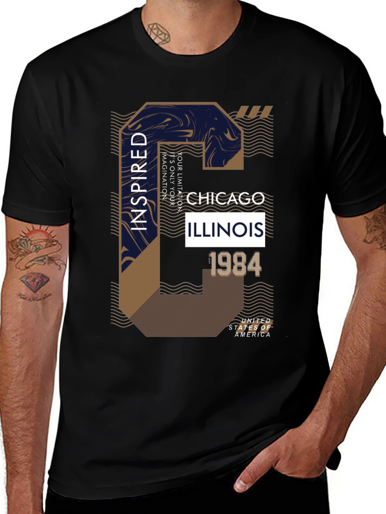 Camiseta Negra con Diseño Chicago Inspired 1984