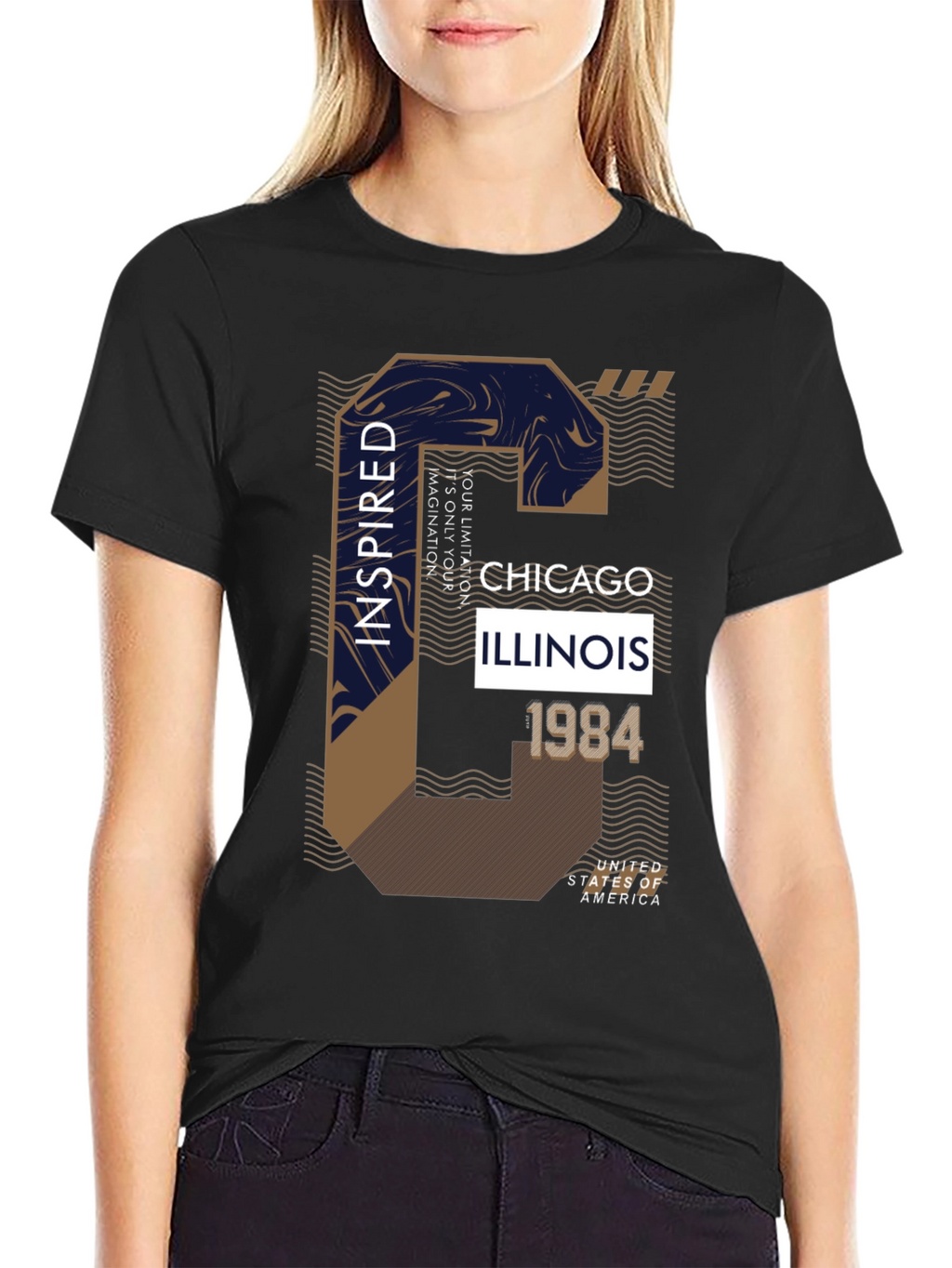 Camiseta Negra con Diseño Chicago Inspired 1984