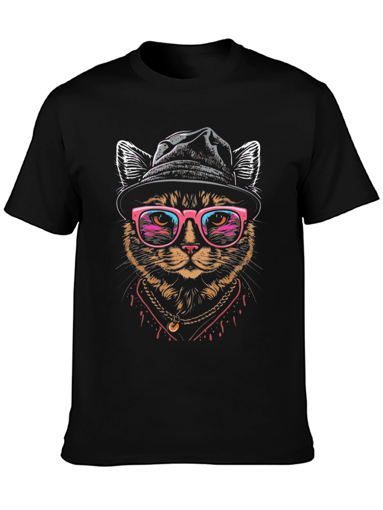 Camiseta Hombre Gato Hipster