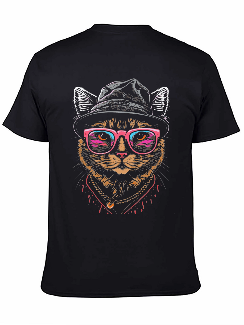 Camiseta Hombre Gato Hipster