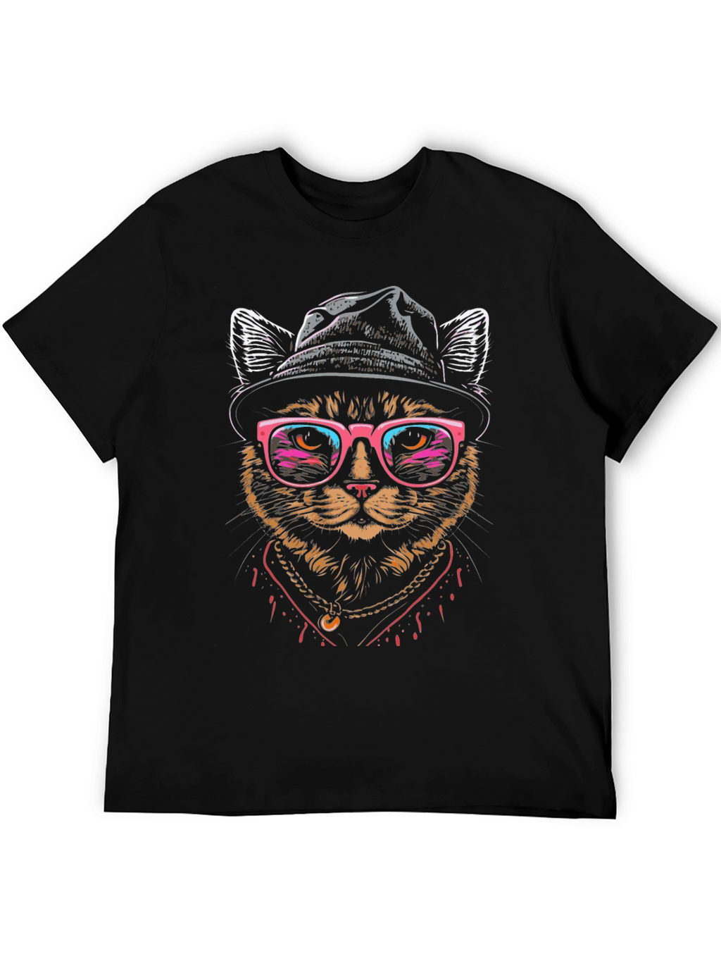 Camiseta Hombre Gato Hipster