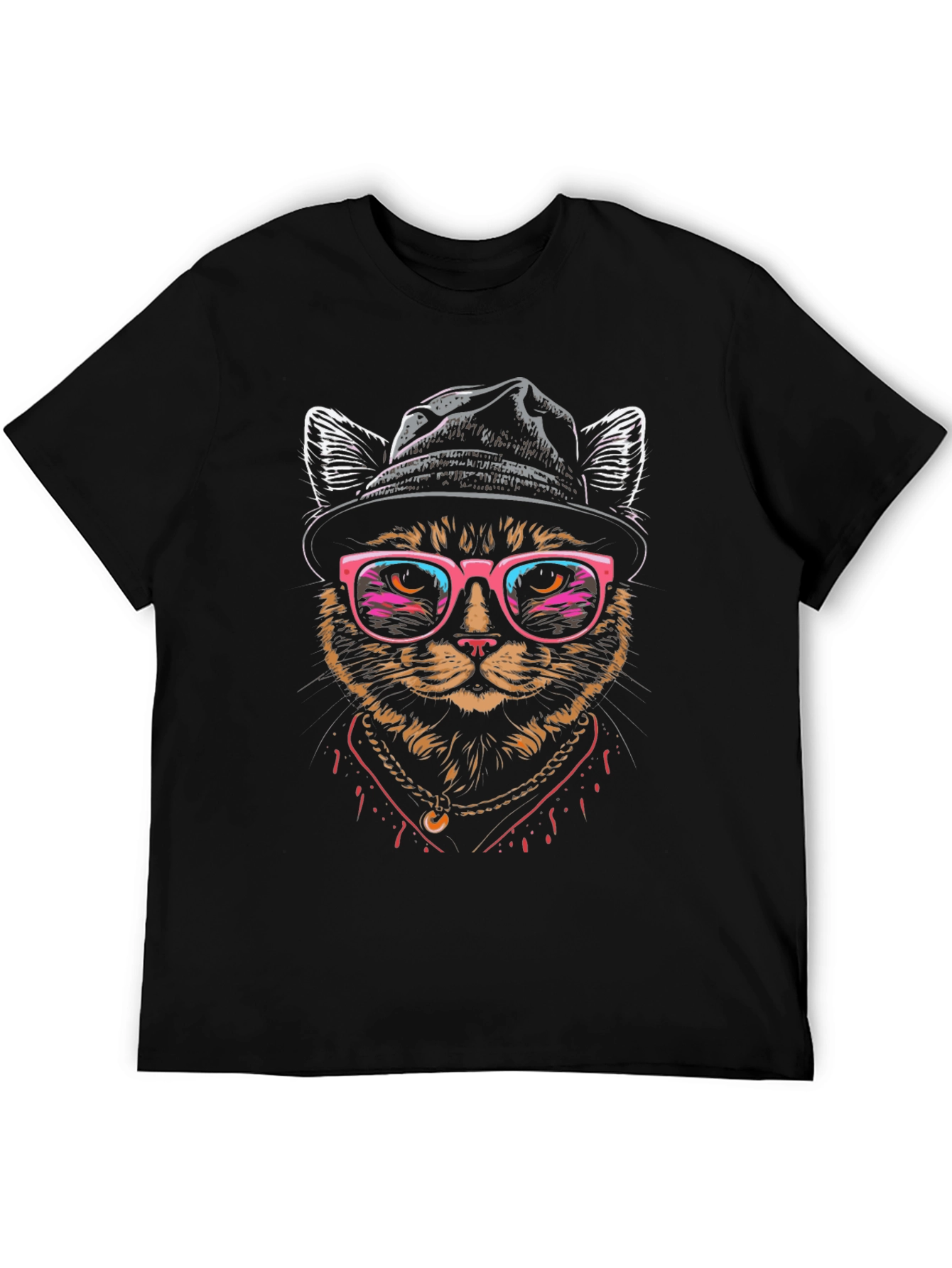 Camiseta Hombre Gato Hipster