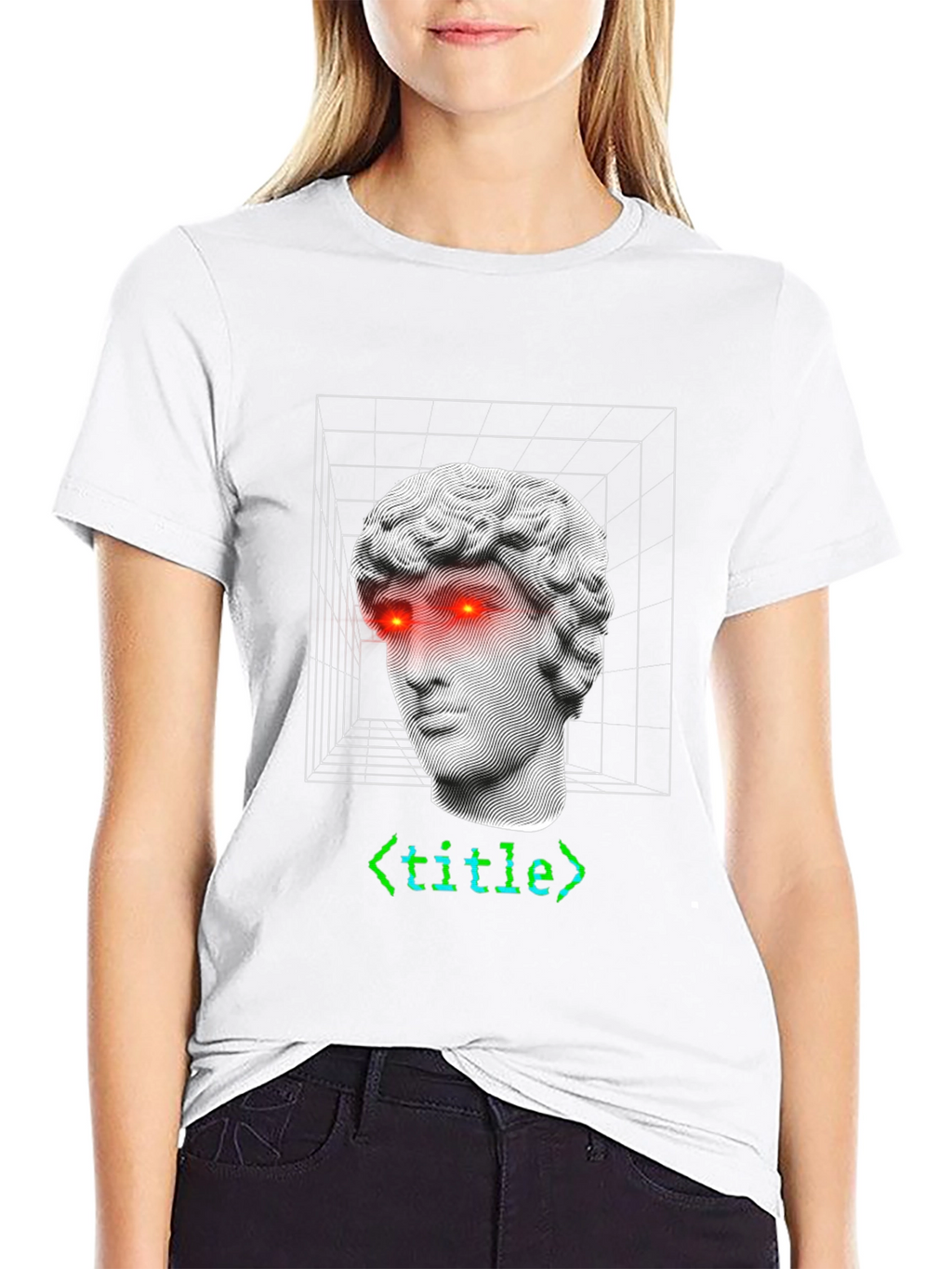 Camiseta Hombre Diseño Estatua Griega Cyberpunk
