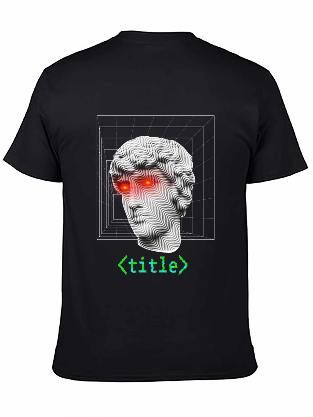 Camiseta Hombre Diseño Estatua Griega Cyberpunk