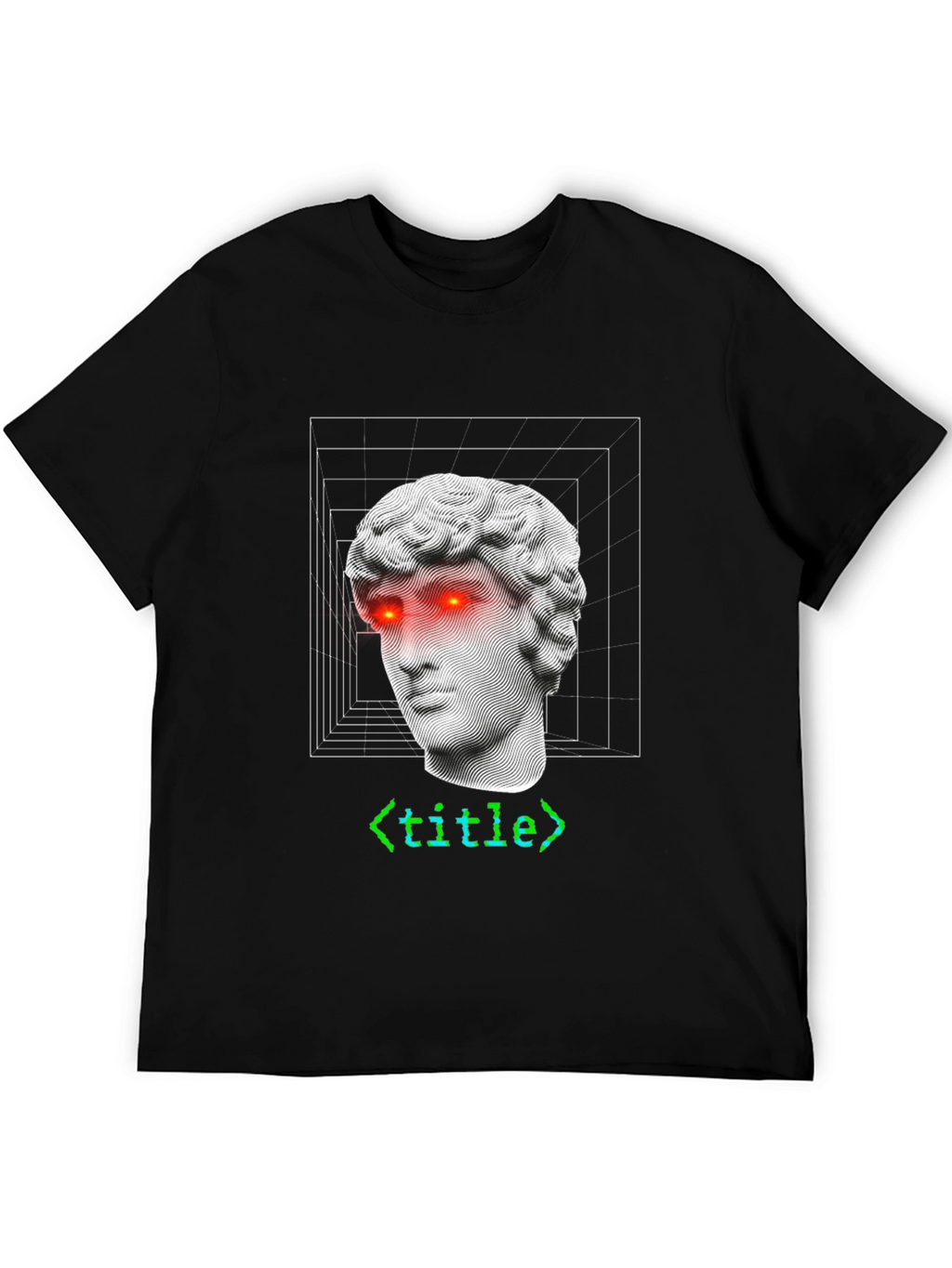Camiseta Hombre Diseño Estatua Griega Cyberpunk