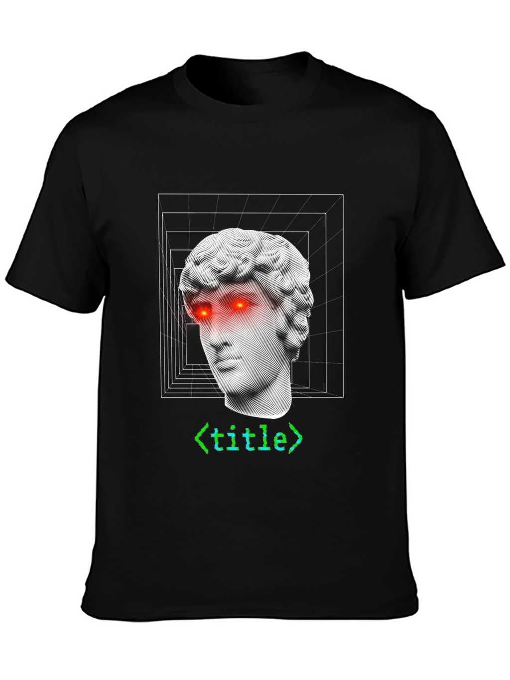 Camiseta Hombre Diseño Estatua Griega Cyberpunk