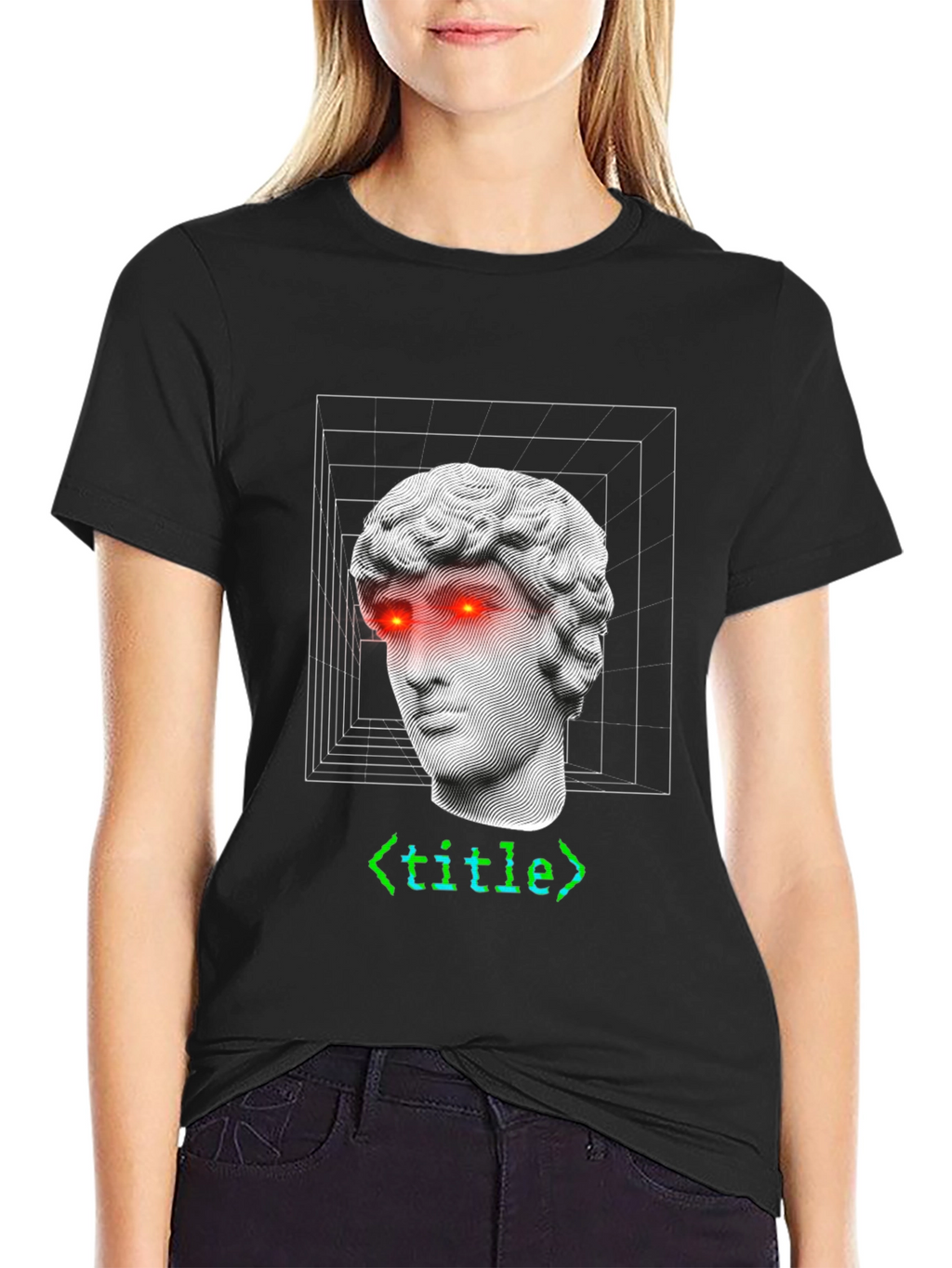 Camiseta Hombre Diseño Estatua Griega Cyberpunk