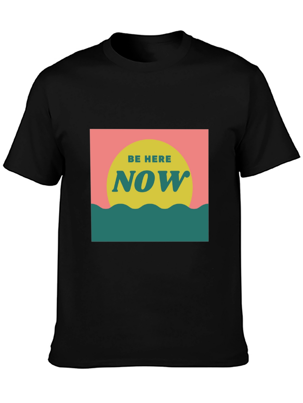 Camiseta Negra Be Here Now Estilo Retro