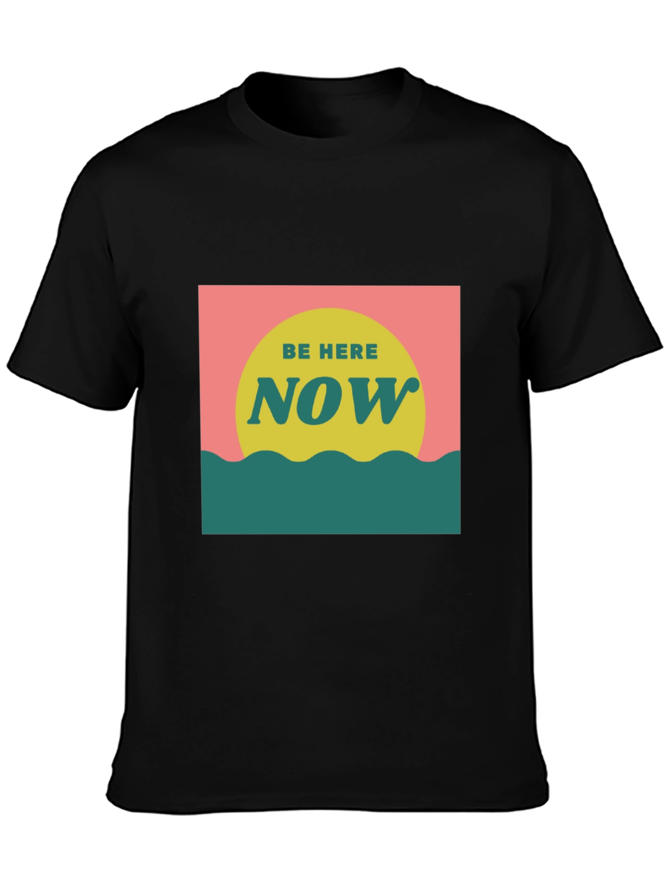 Camiseta Negra Be Here Now Estilo Retro