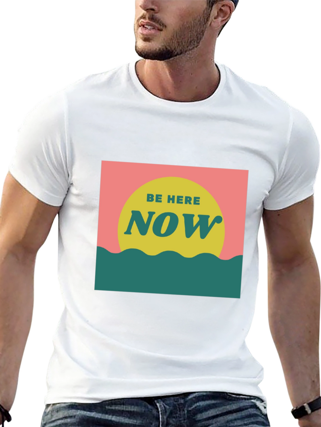 Camiseta Negra Be Here Now Estilo Retro
