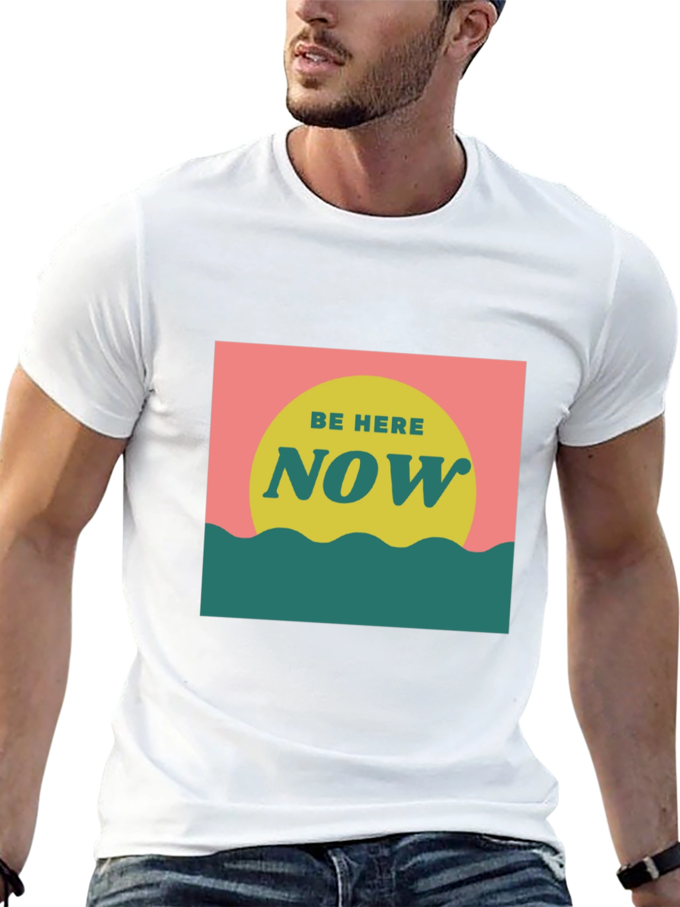 Camiseta Negra Be Here Now Estilo Retro