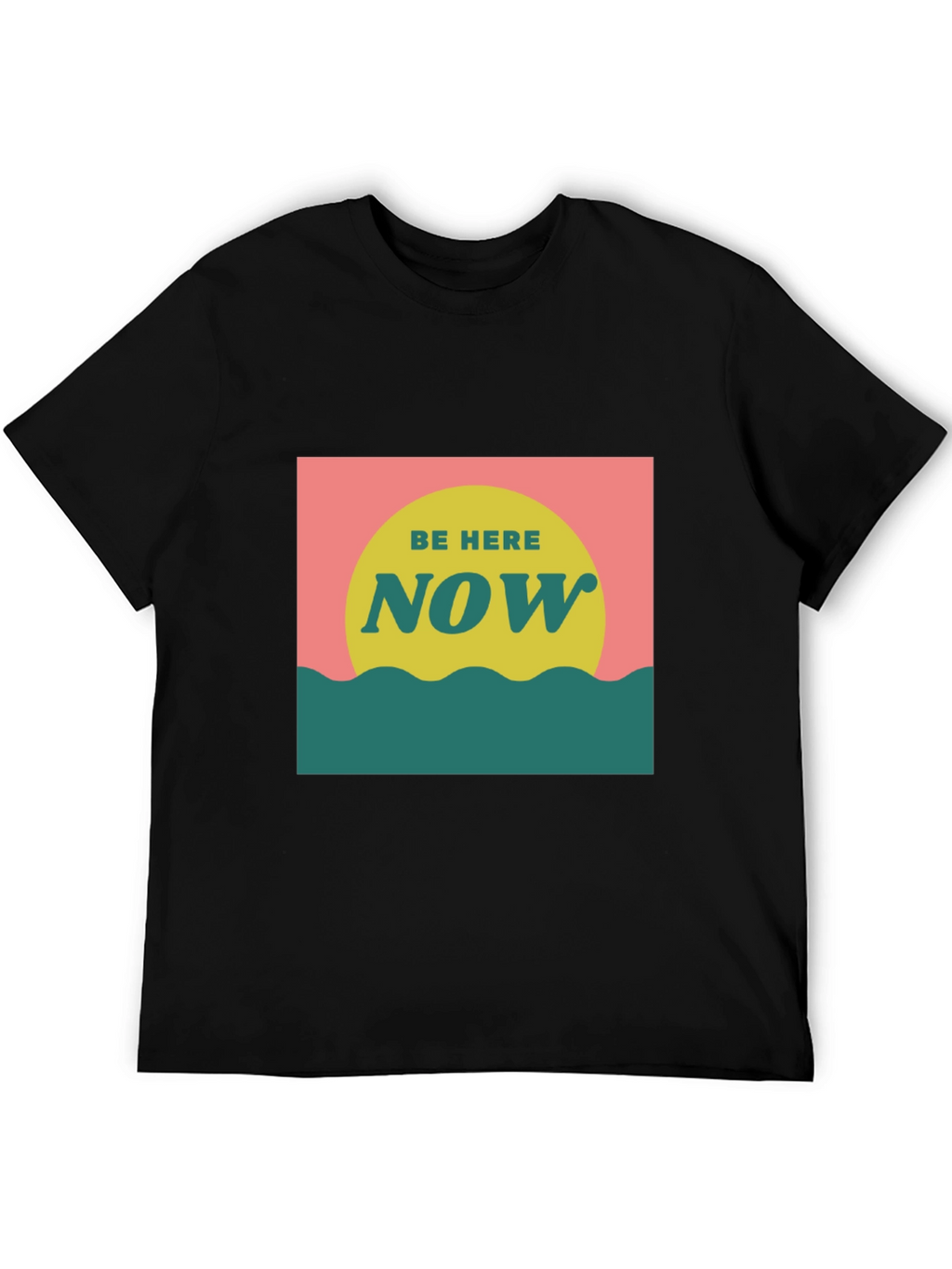 Camiseta Negra Be Here Now Estilo Retro