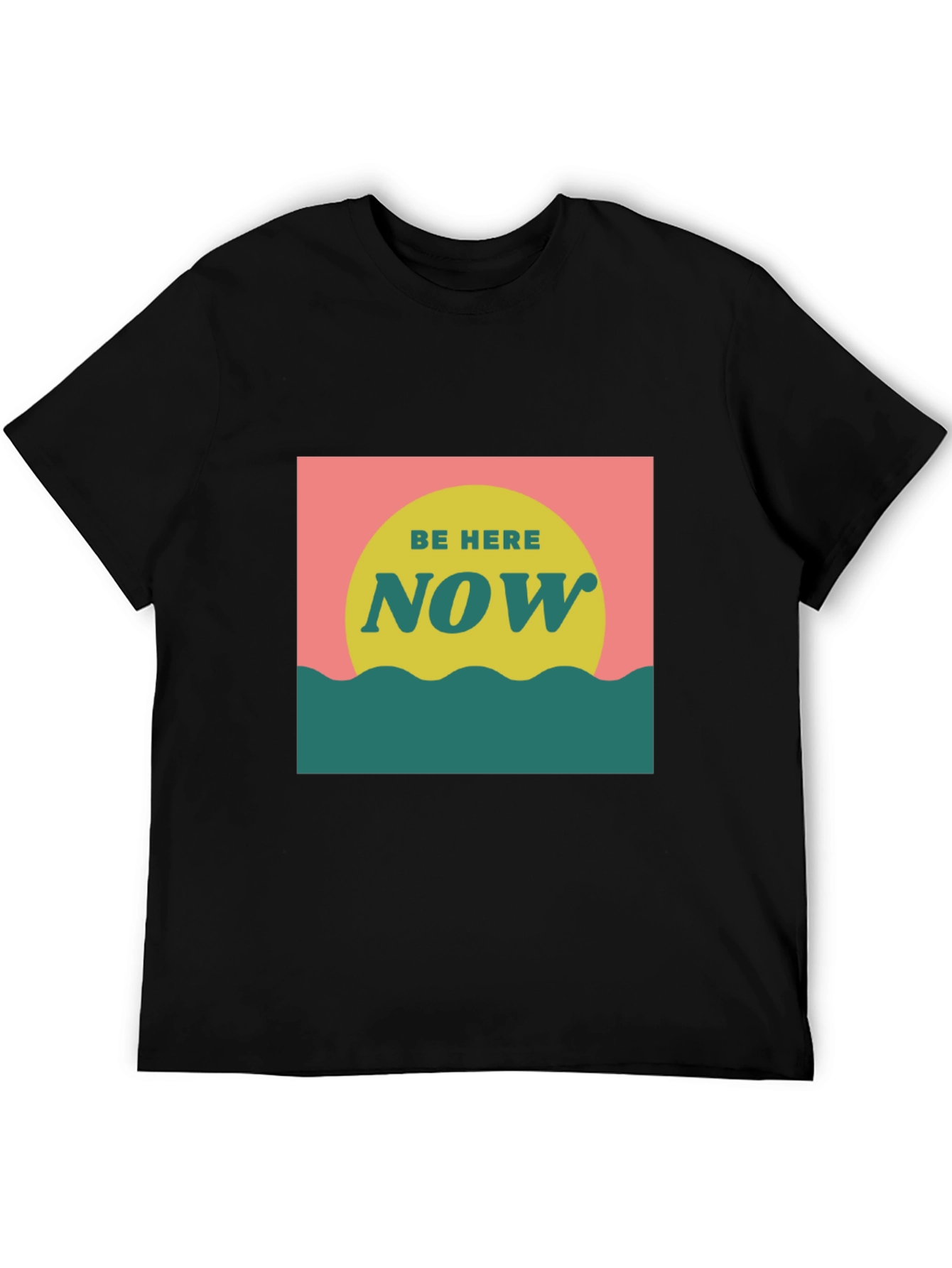 Camiseta Negra Be Here Now Estilo Retro