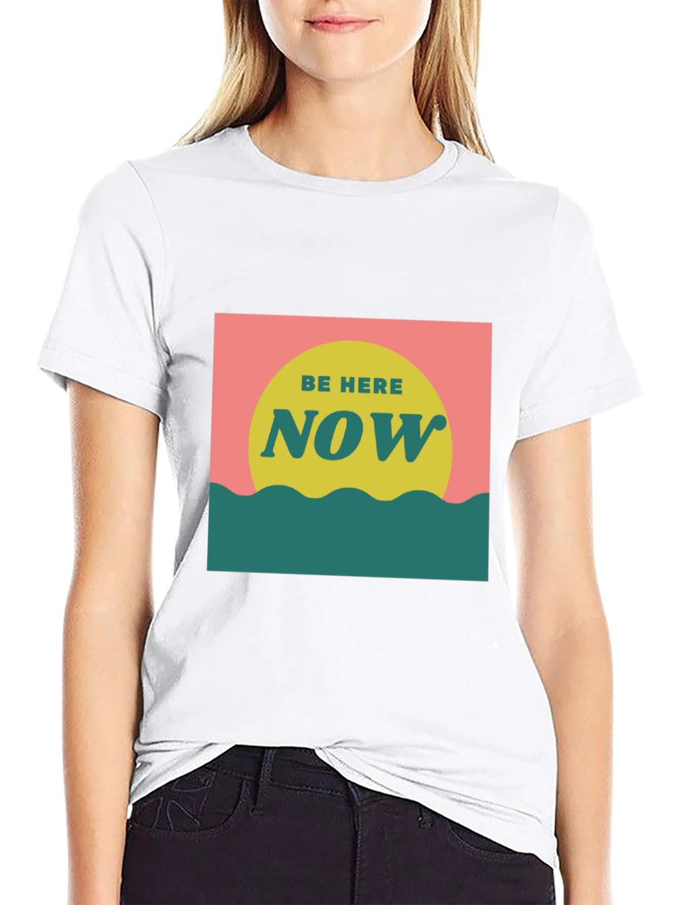 Camiseta Negra Be Here Now Estilo Retro