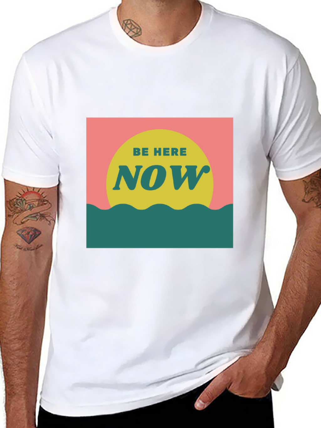 Camiseta Negra Be Here Now Estilo Retro