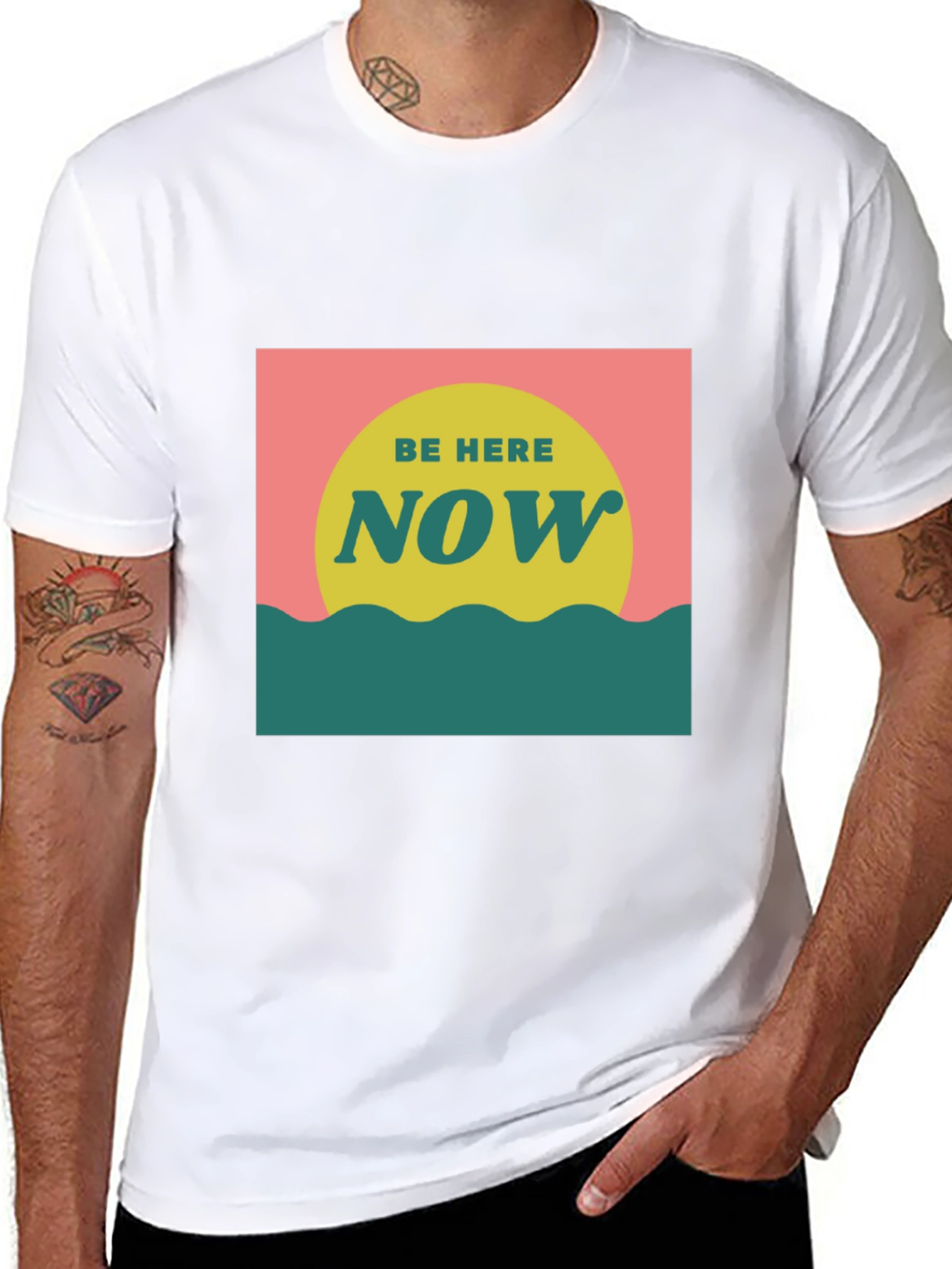 Camiseta Negra Be Here Now Estilo Retro