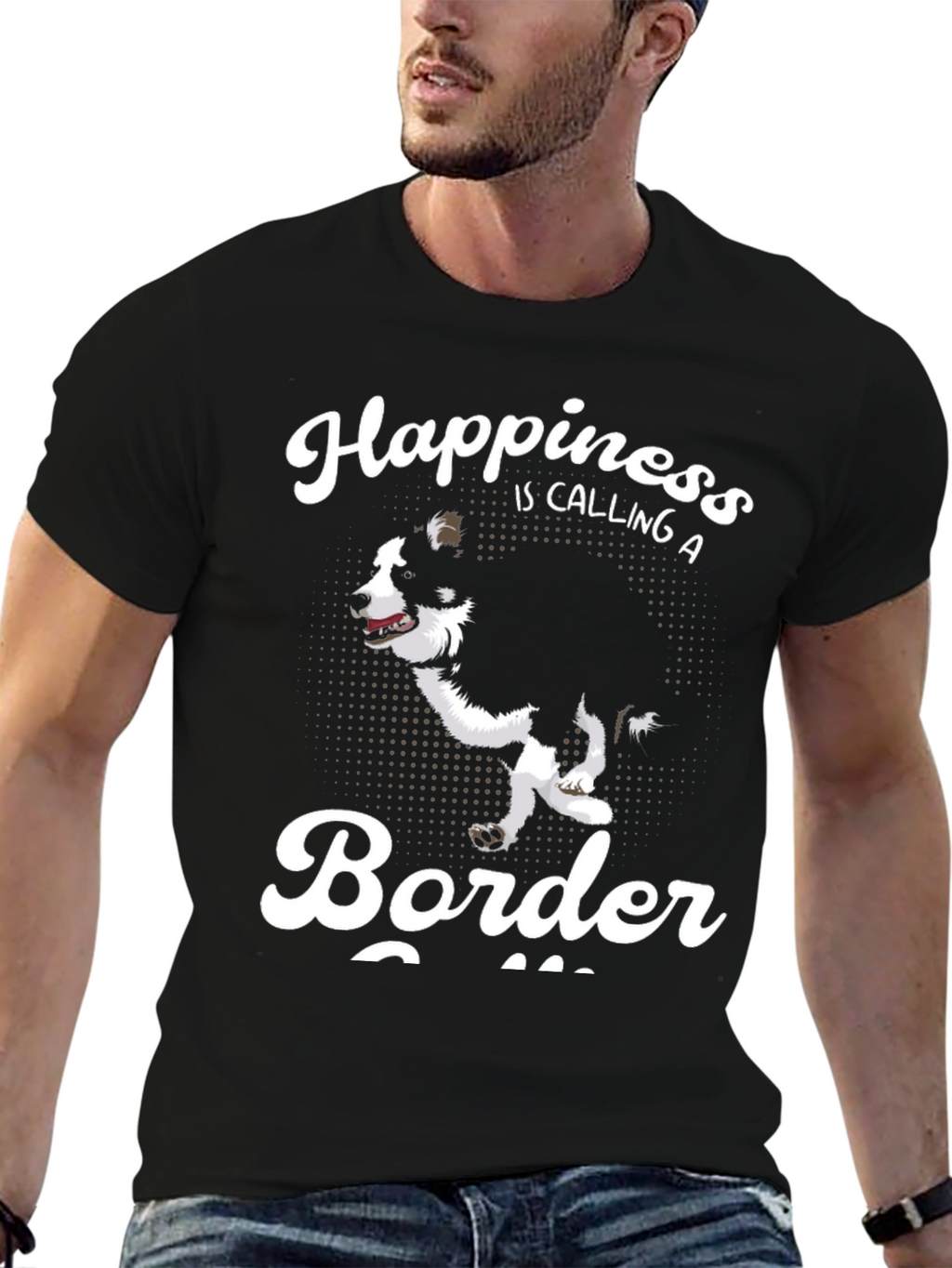 Camiseta Negra Border Collie Happiness